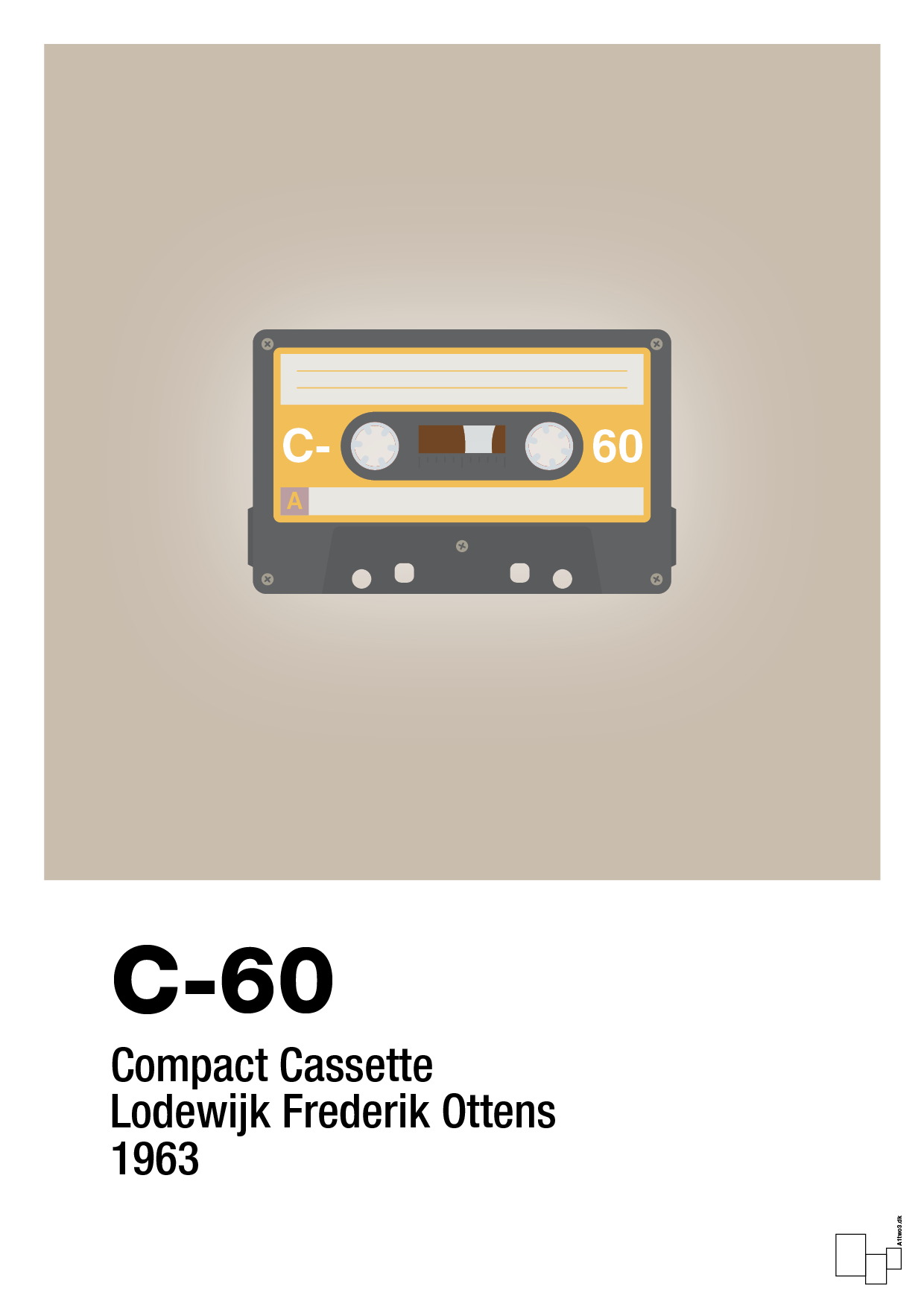 kassettebånd c-60 - Plakat med Grafik i Creamy Mushroom