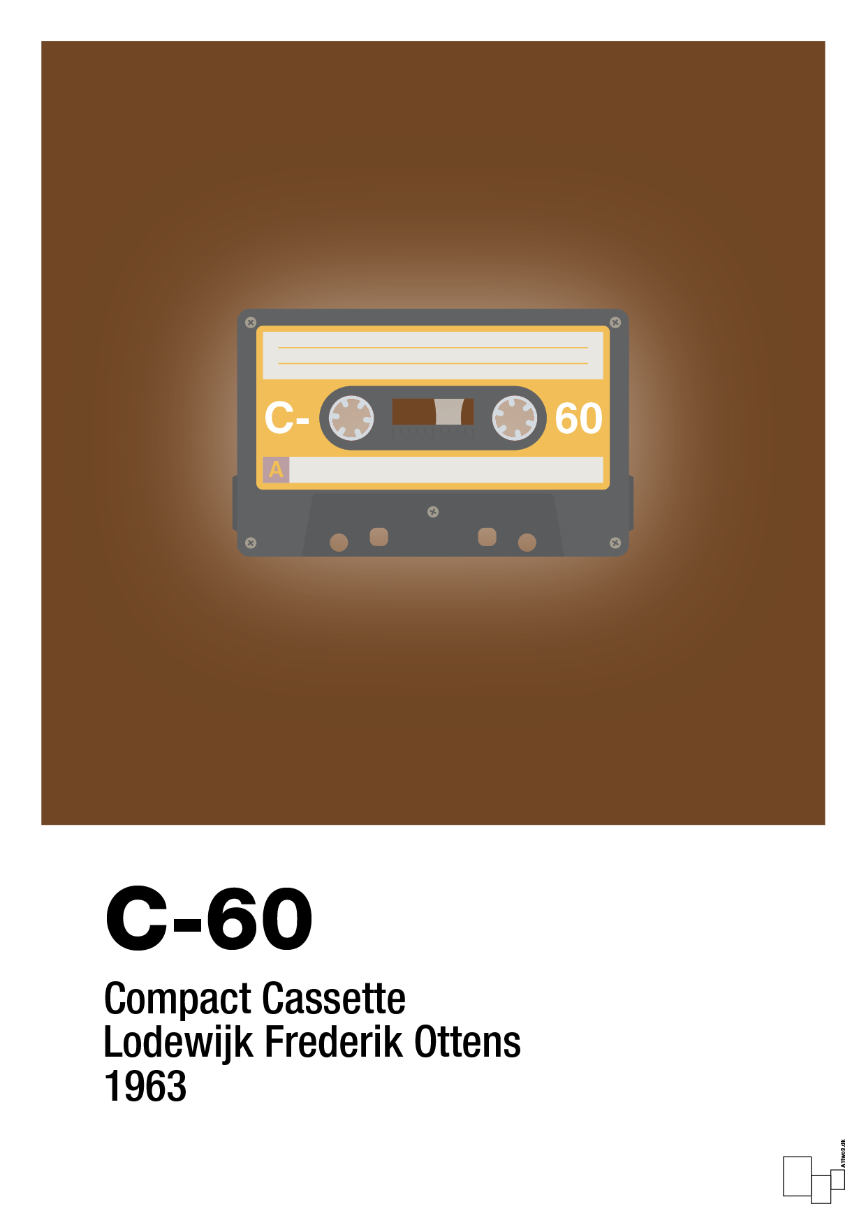 kassettebånd c-60 - Plakat med Grafik i Dark Brown