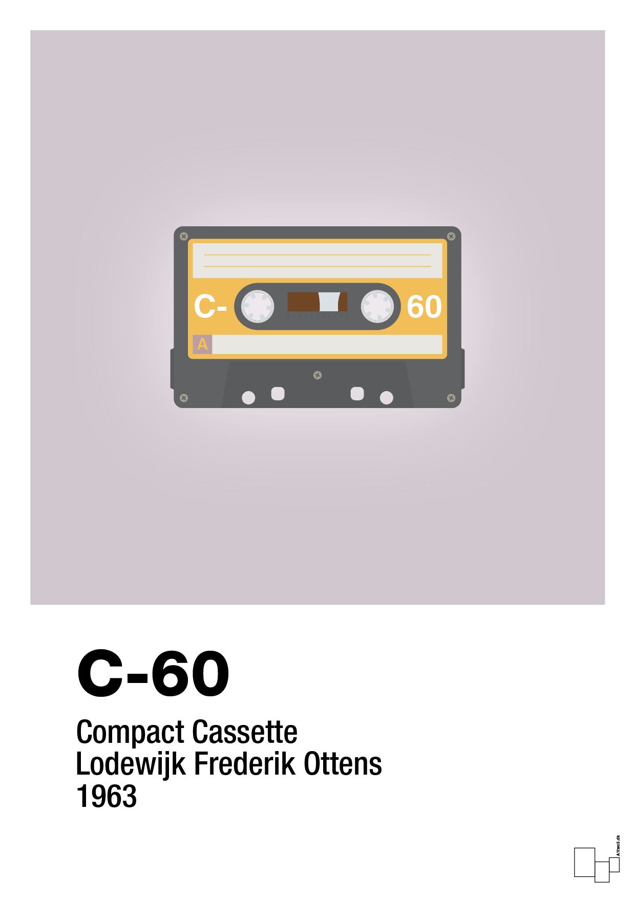 kassettebånd c-60 - Plakat med Grafik i Dusty Lilac