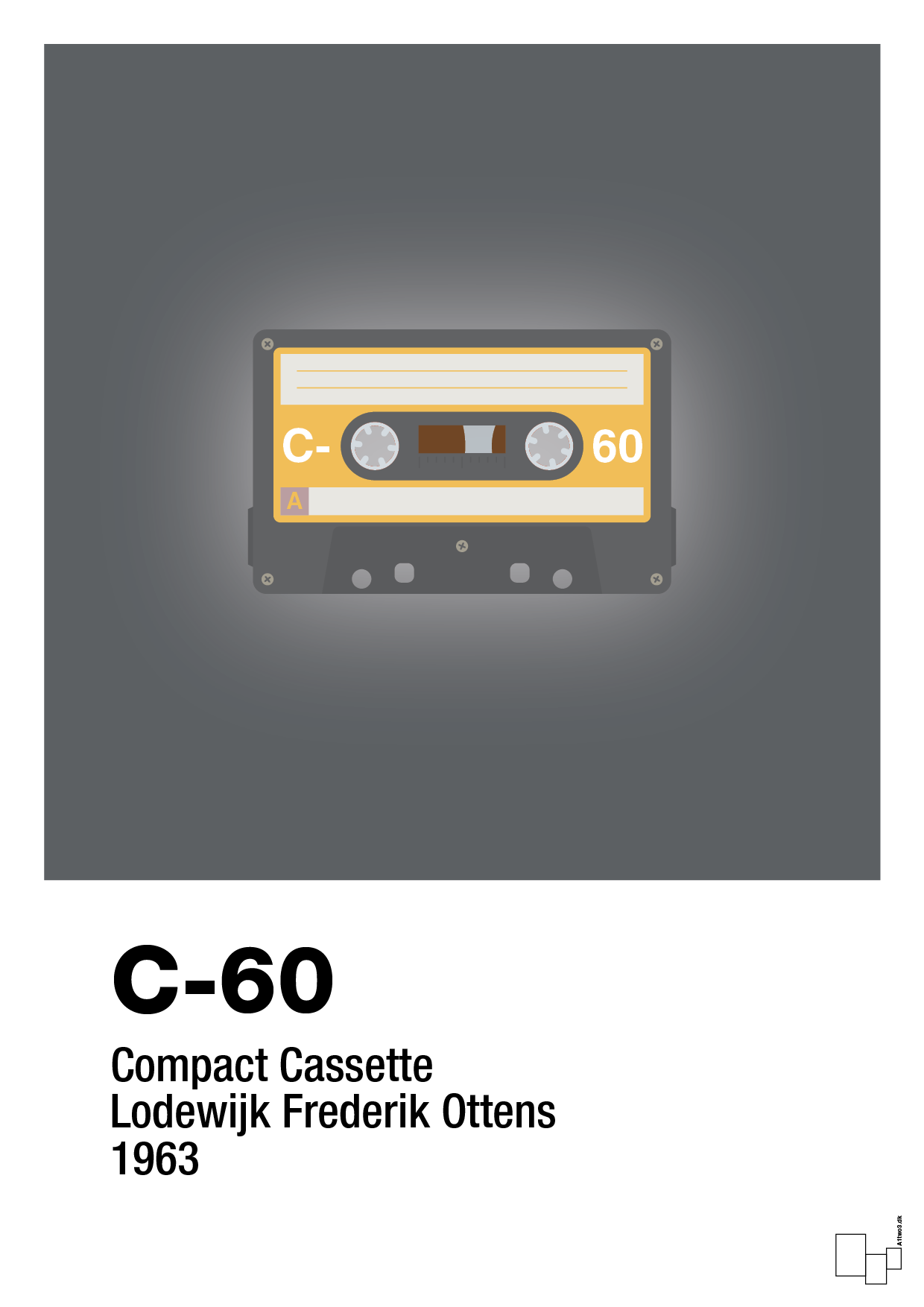 kassettebånd c-60 - Plakat med Grafik i Graphic Charcoal