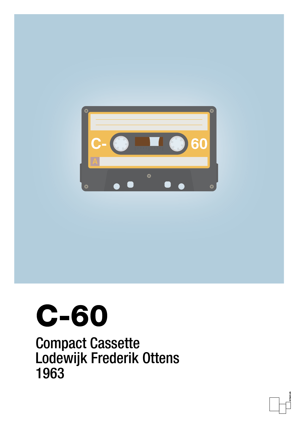 kassettebånd c-60 - Plakat med Grafik i Heavenly Blue