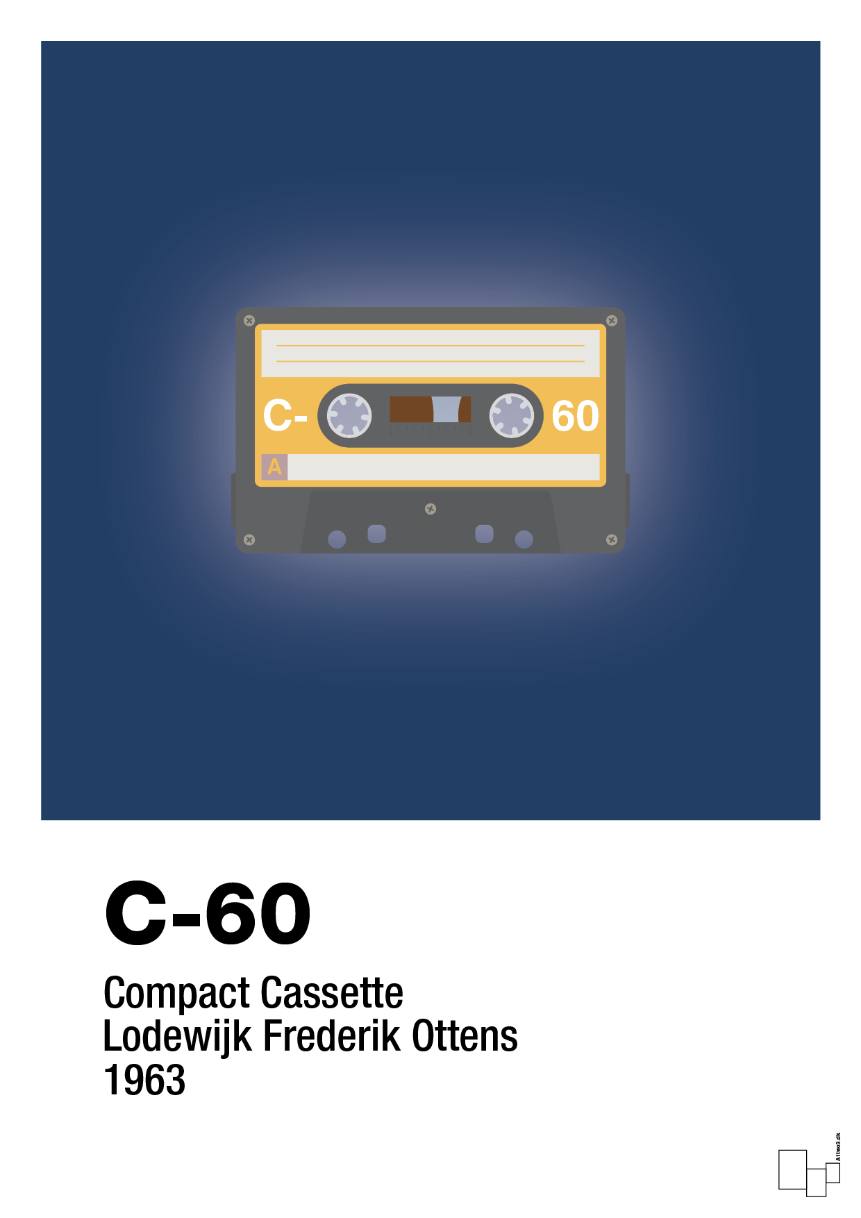 kassettebånd c-60 - Plakat med Grafik i Lapis Blue