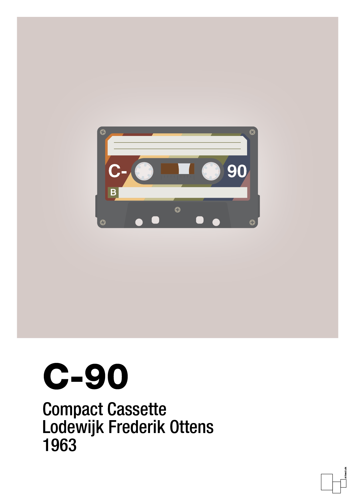 kassettebånd c-90 - Plakat med Grafik i Broken Beige