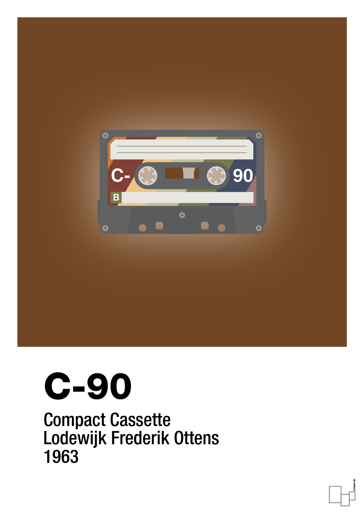 kassettebånd c-90 - Plakat med Grafik i Dark Brown