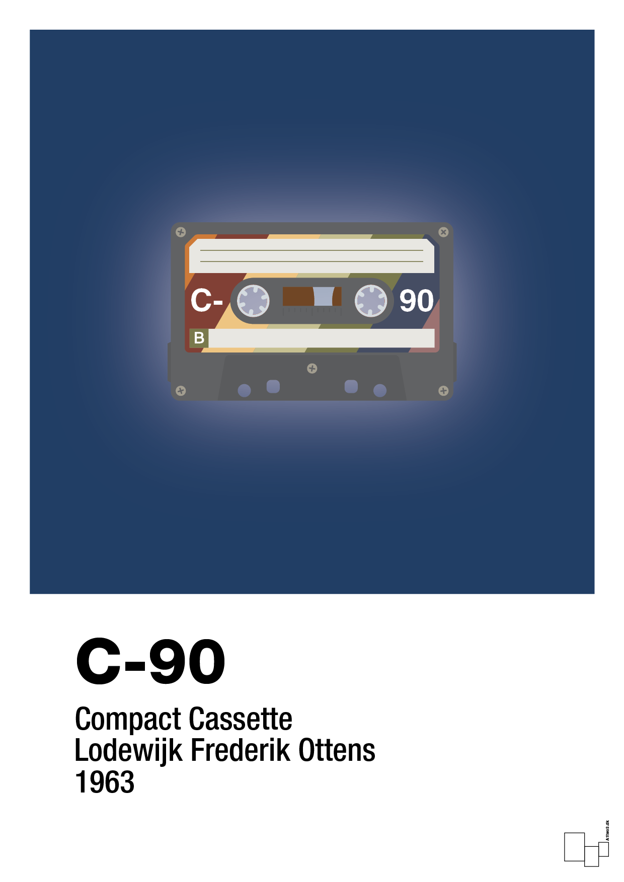 kassettebånd c-90 - Plakat med Grafik i Lapis Blue