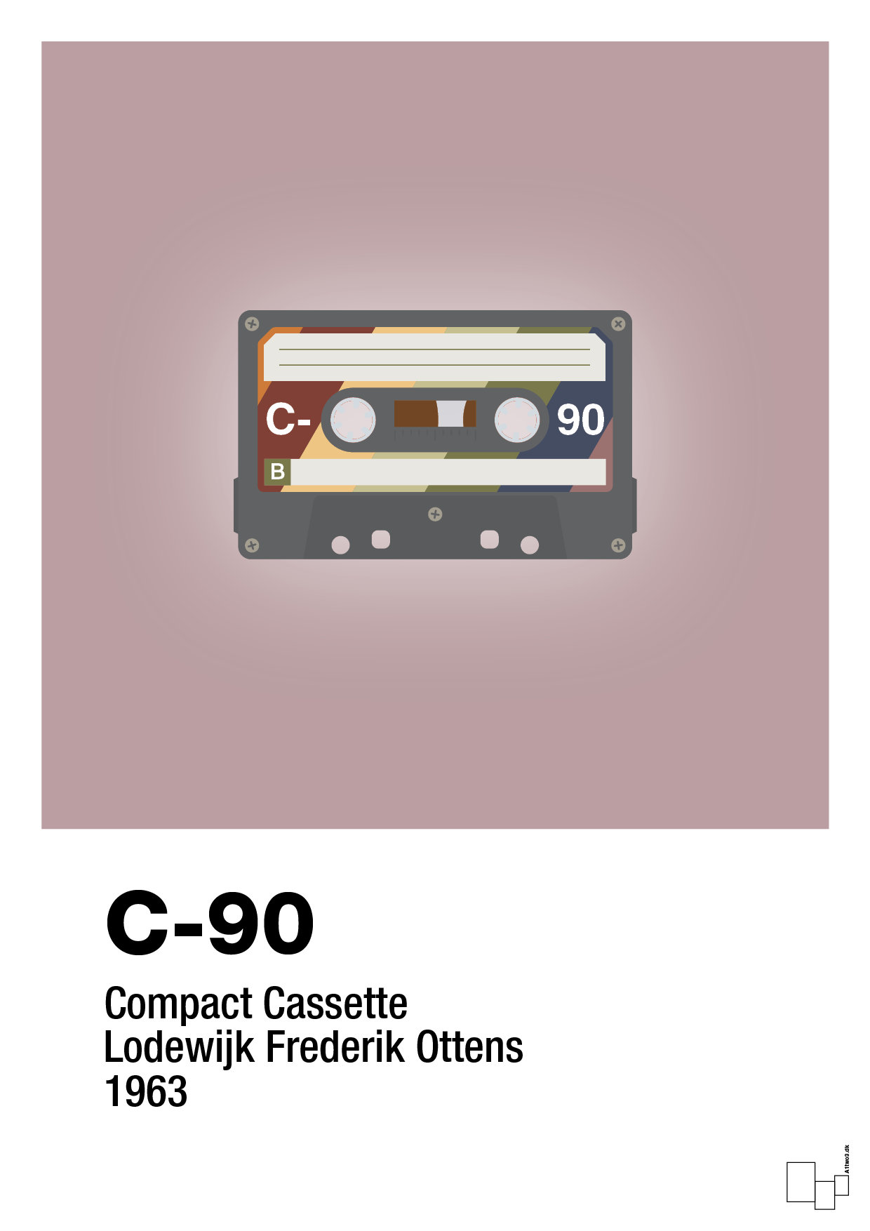 kassettebånd c-90 - Plakat med Grafik i Light Rose