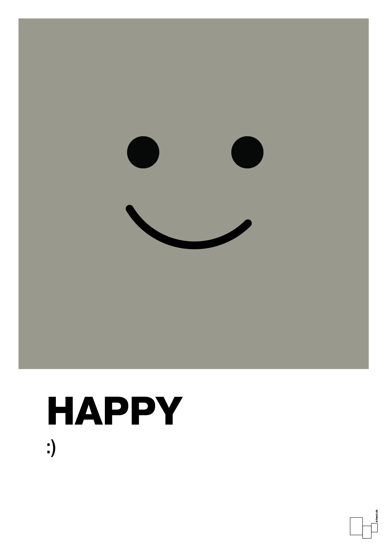 happy smiley - Plakat med Grafik i Battleship Gray