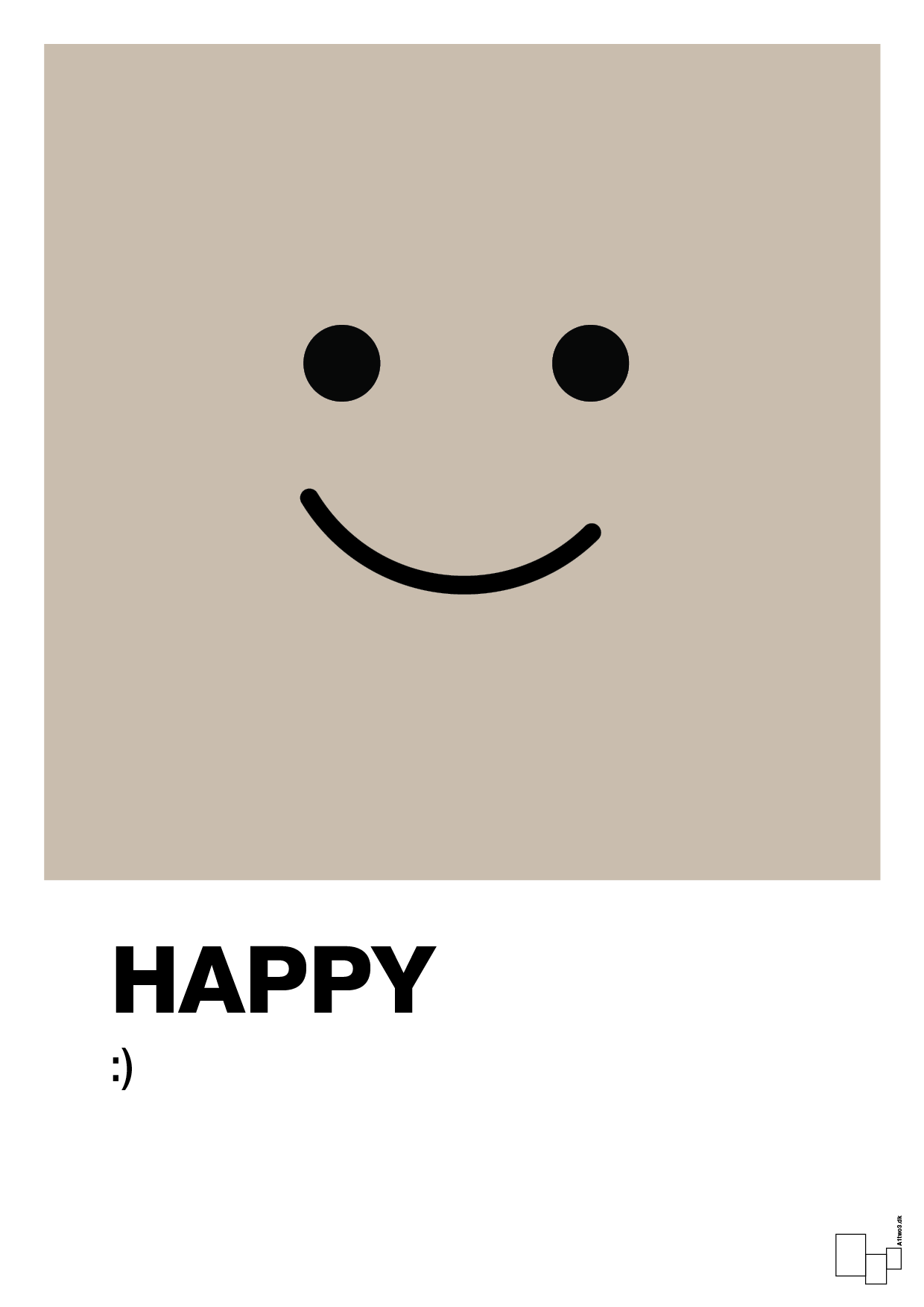 happy smiley - Plakat med Grafik i Creamy Mushroom