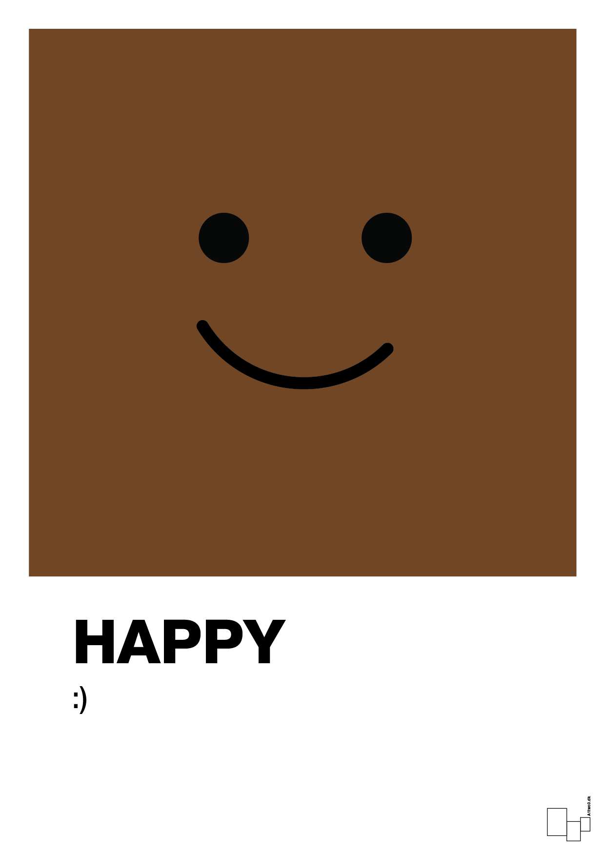 happy smiley - Plakat med Grafik i Dark Brown