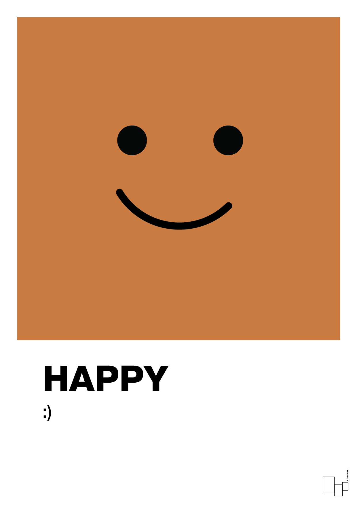 happy smiley - Plakat med Grafik i Rumba Orange