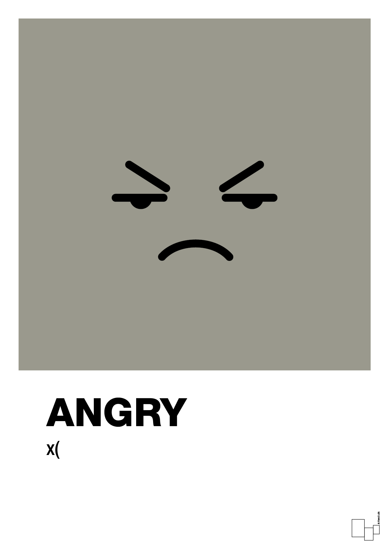angry smiley - Plakat med Grafik i Battleship Gray