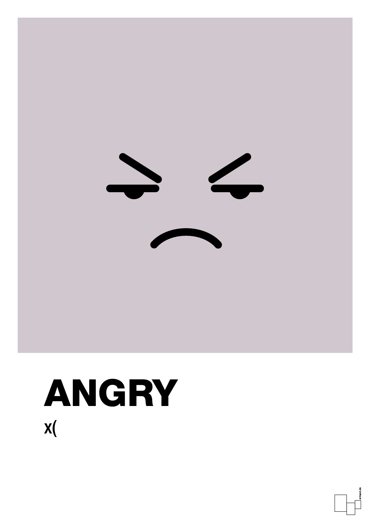 angry smiley - Plakat med Grafik i Dusty Lilac