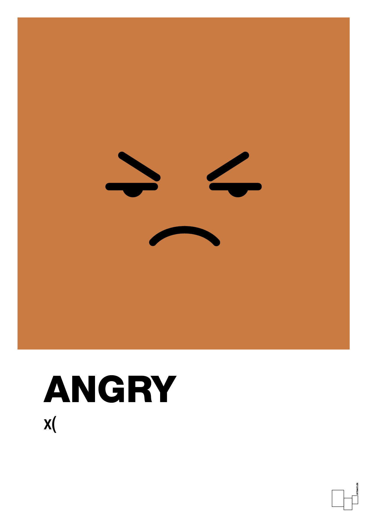 angry smiley - Plakat med Grafik i Rumba Orange