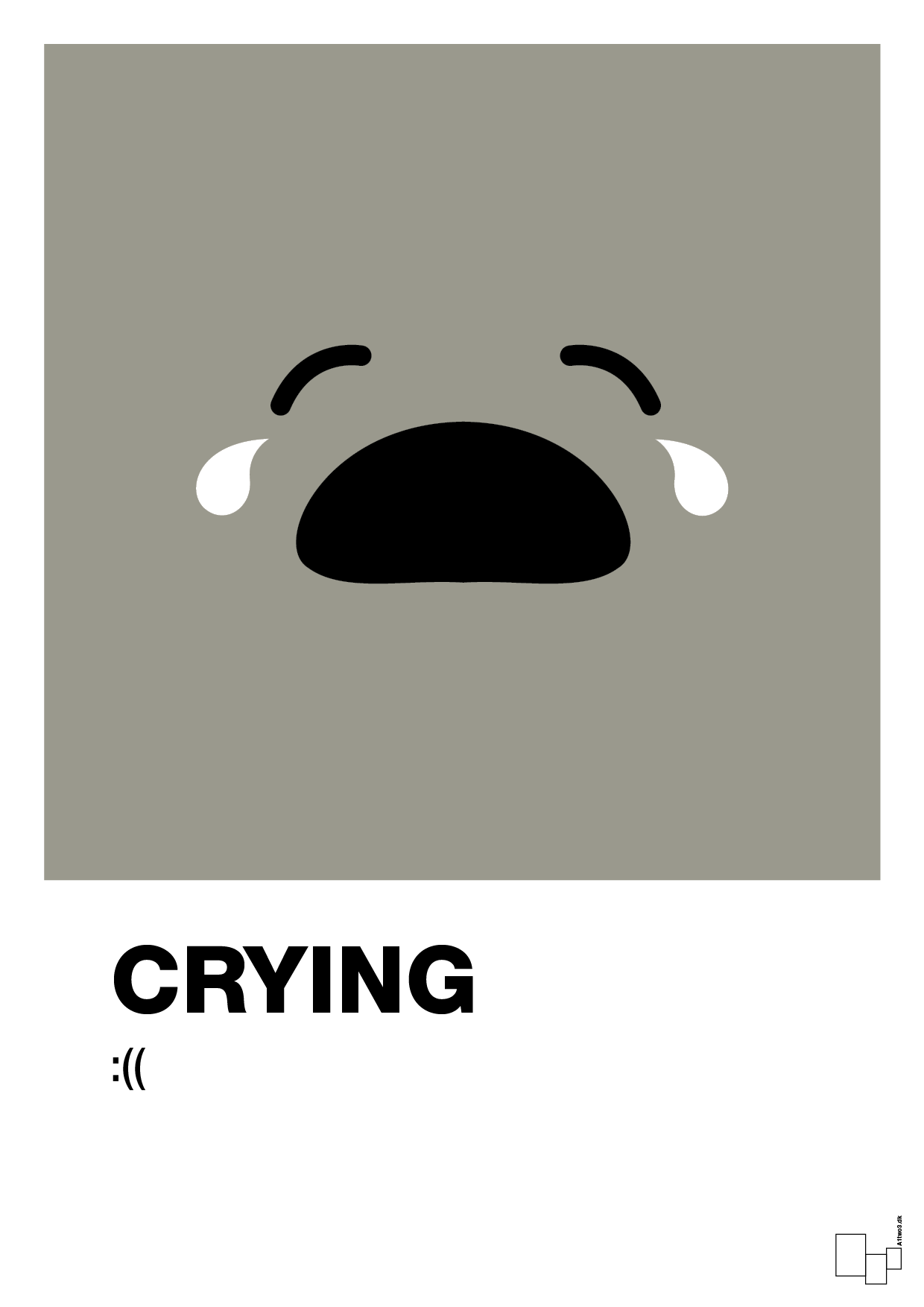crying smiley - Plakat med Grafik i Battleship Gray