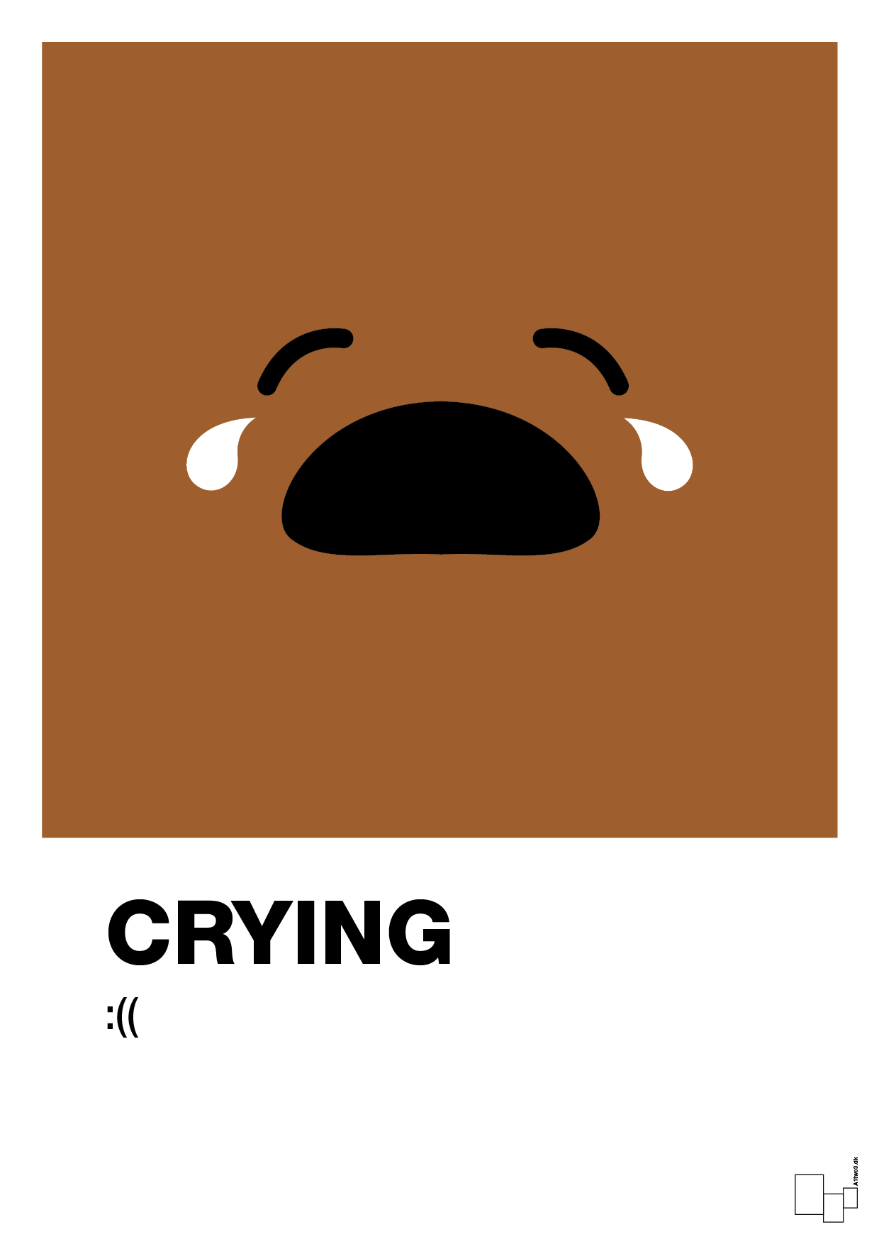 crying smiley - Plakat med Grafik i Cognac