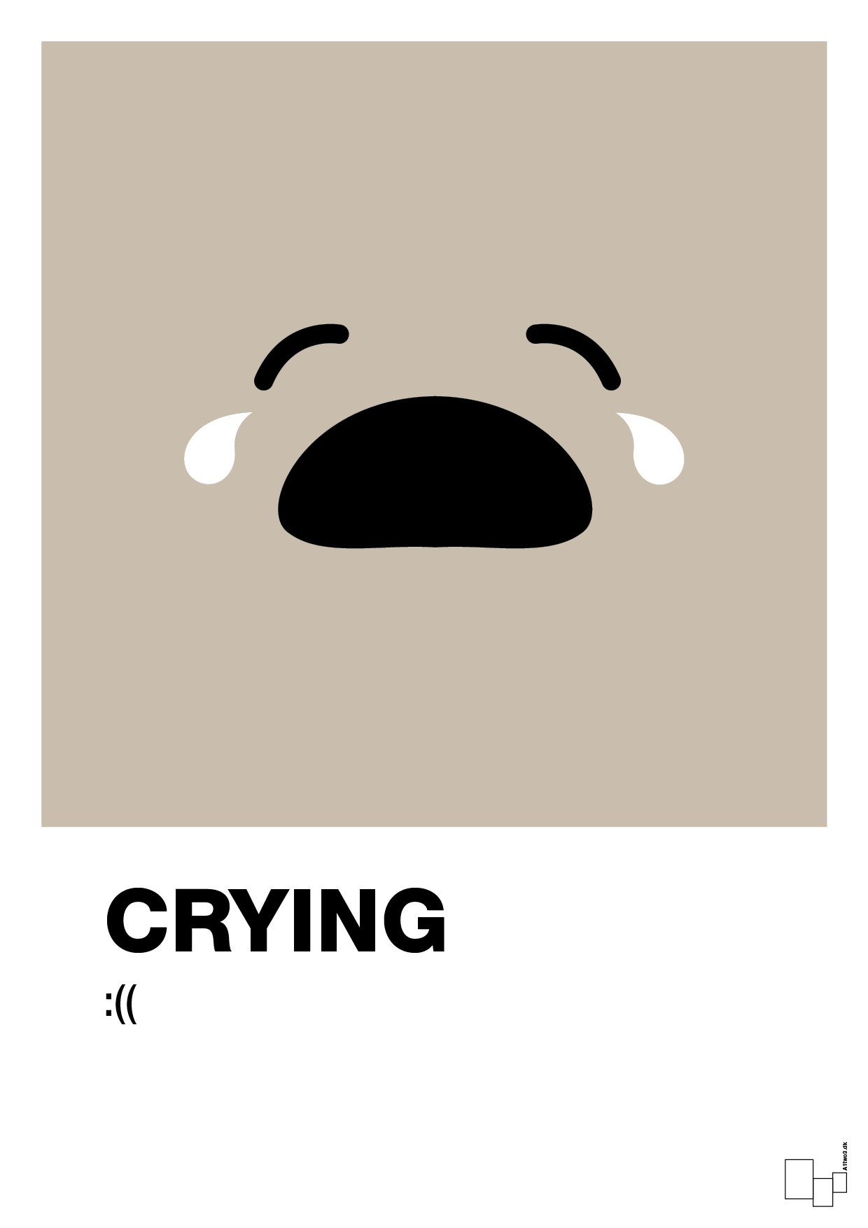 crying smiley - Plakat med Grafik i Creamy Mushroom