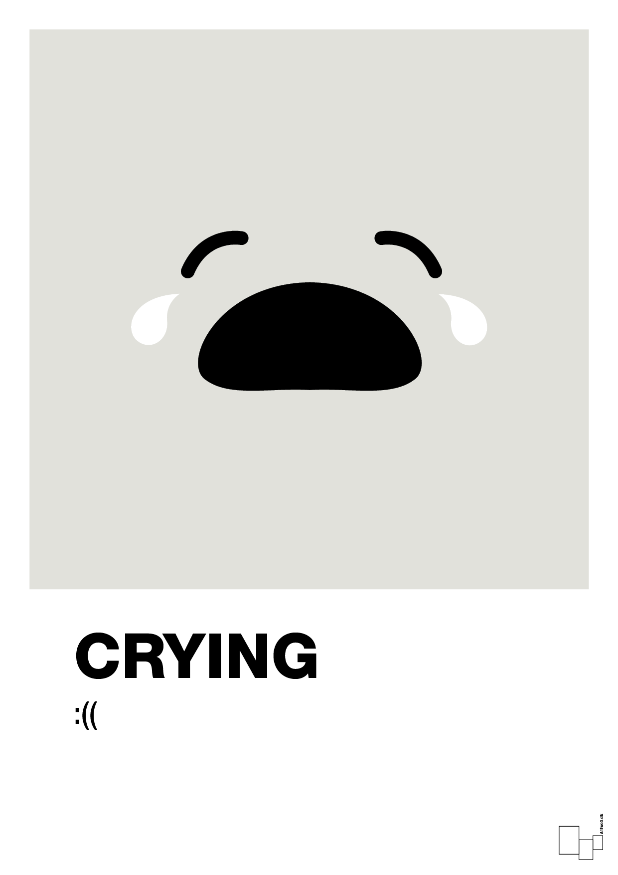 crying smiley - Plakat med Grafik i Painters White