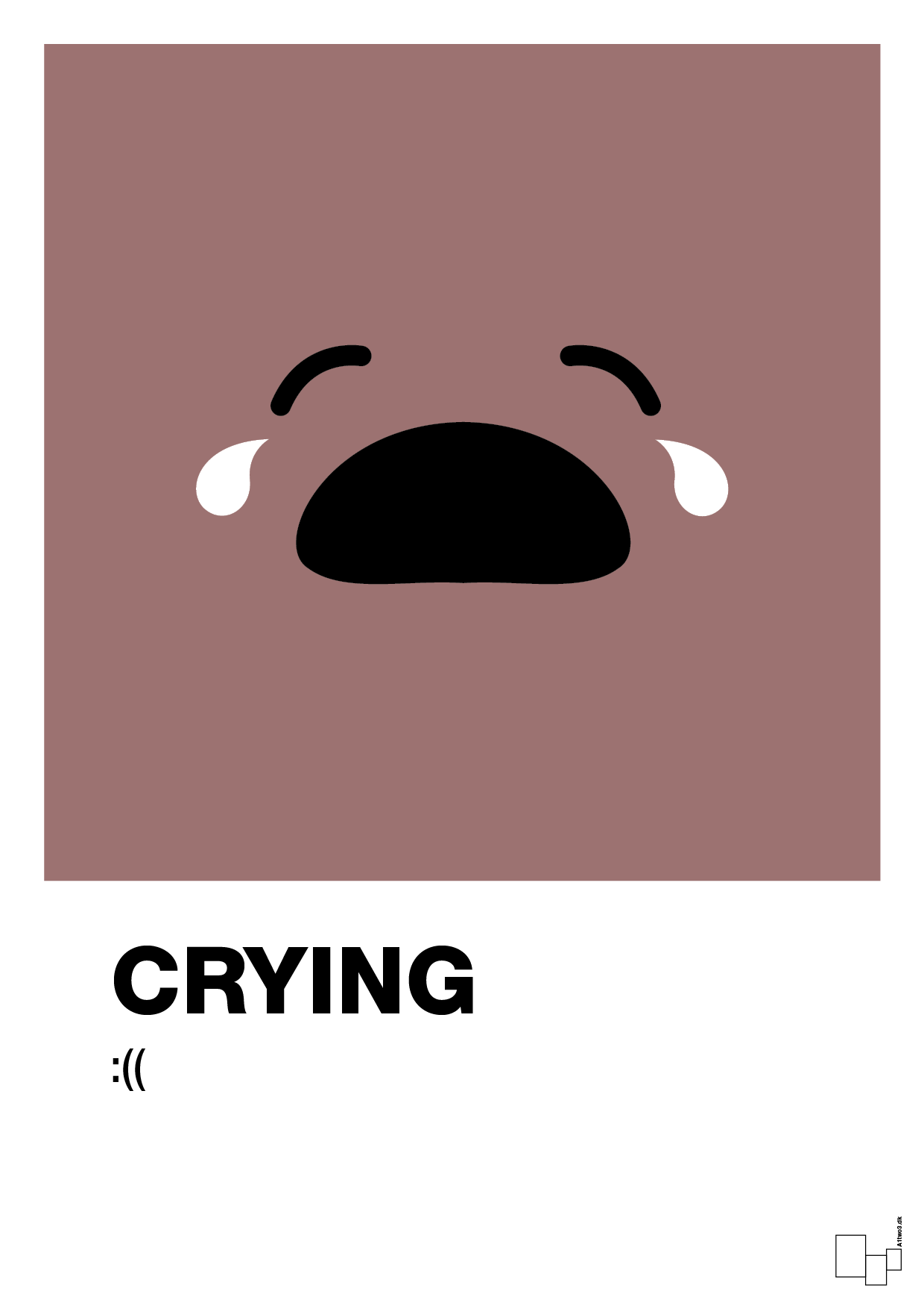 crying smiley - Plakat med Grafik i Plum