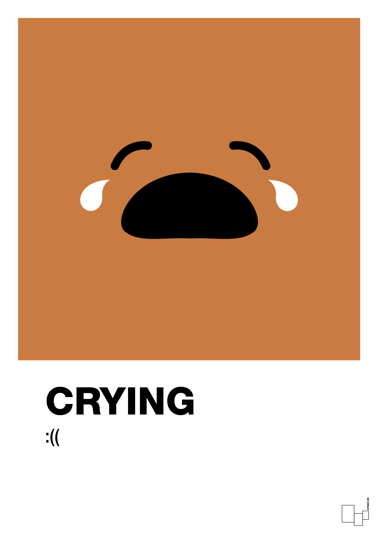 crying smiley - Plakat med Grafik i Rumba Orange