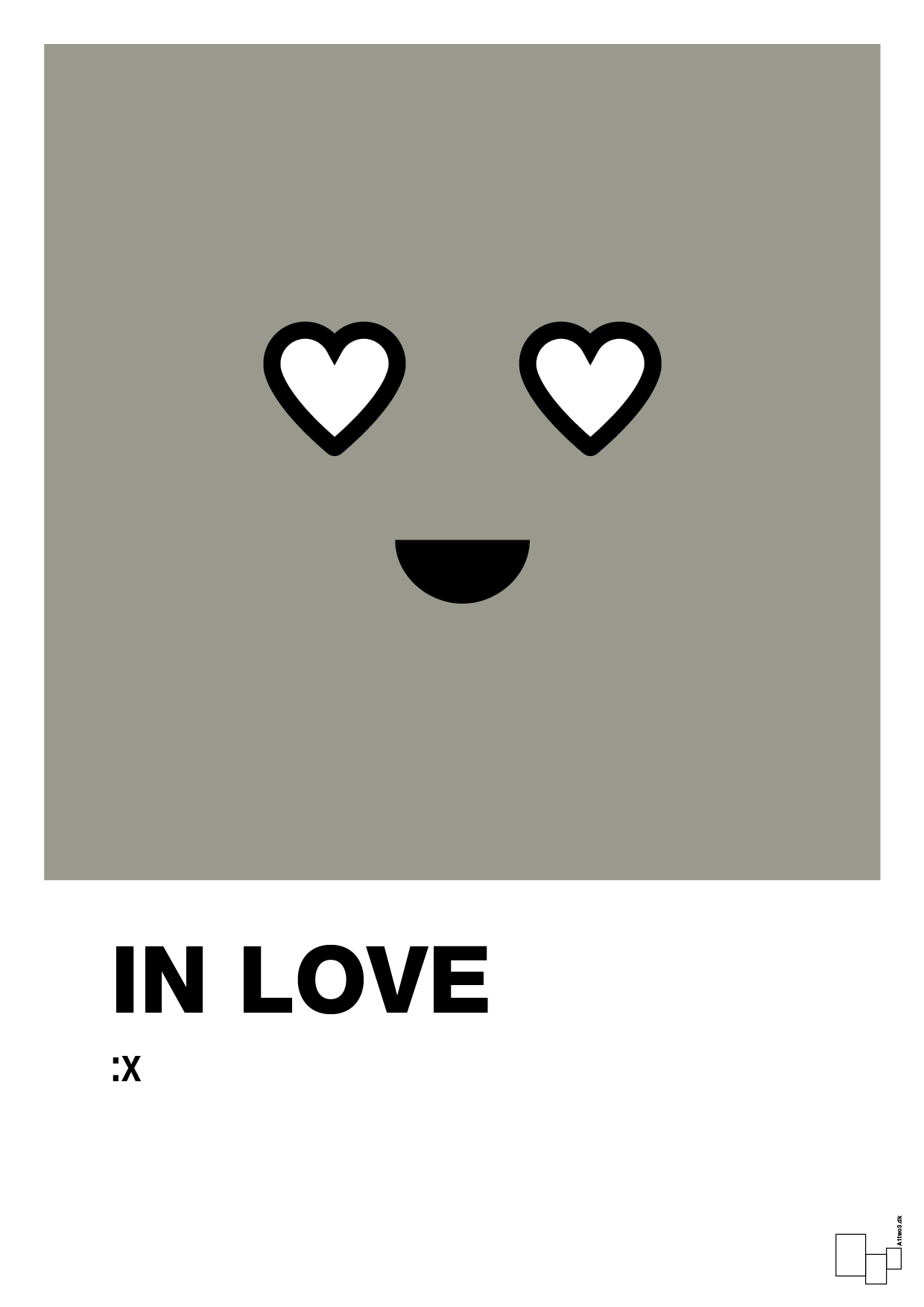 in love smiley - Plakat med Grafik i Battleship Gray