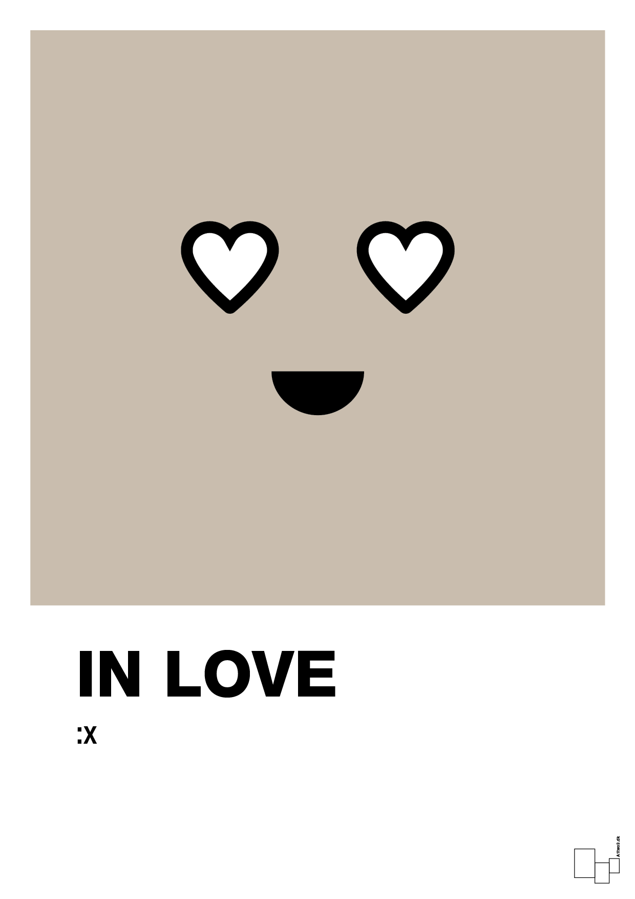 in love smiley - Plakat med Grafik i Creamy Mushroom