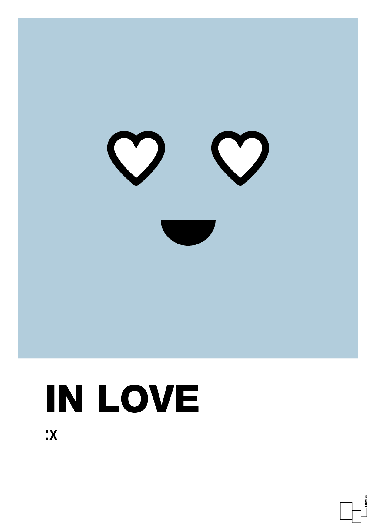in love smiley - Plakat med Grafik i Heavenly Blue