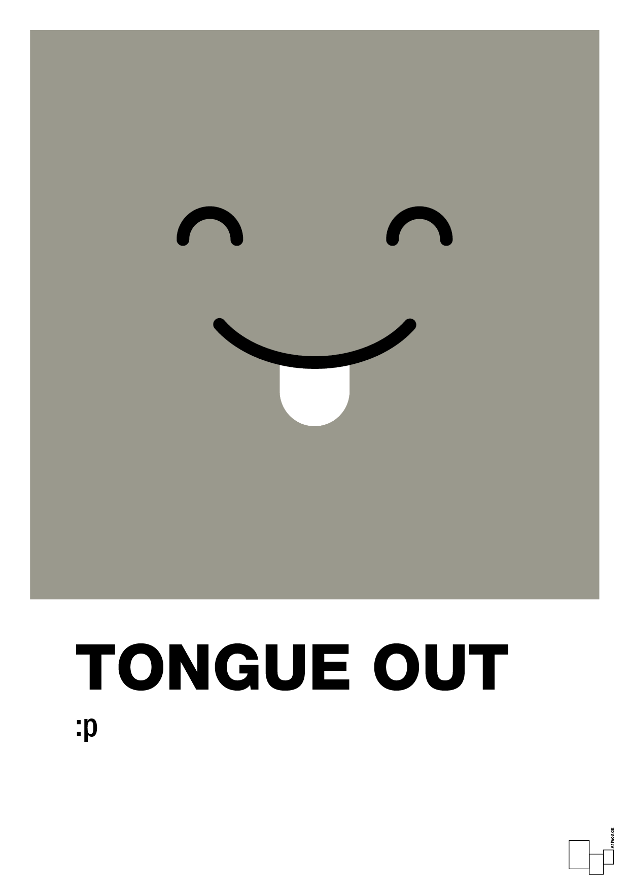 tongue out smiley - Plakat med Grafik i Battleship Gray