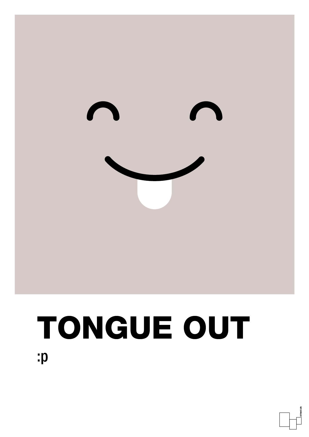 tongue out smiley - Plakat med Grafik i Broken Beige