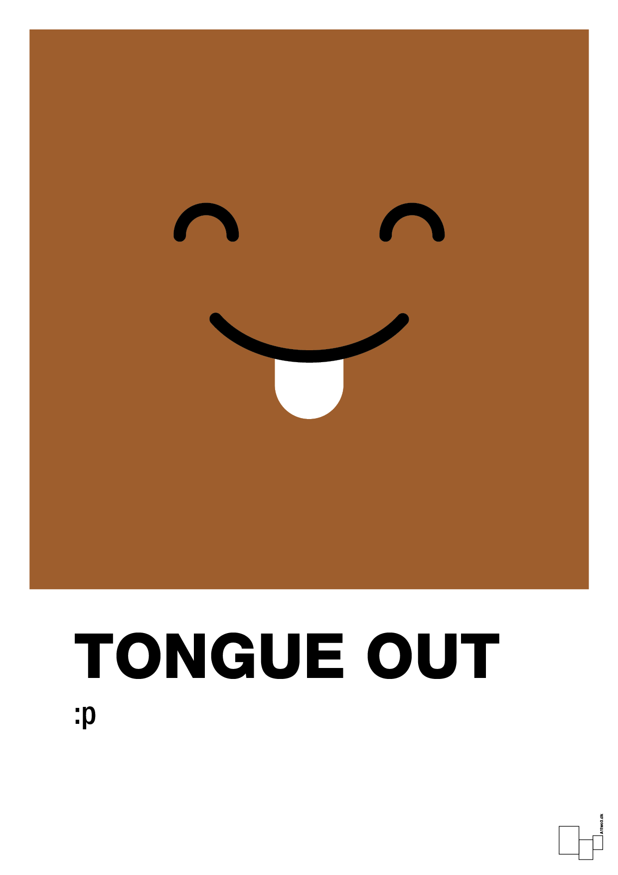 tongue out smiley - Plakat med Grafik i Cognac