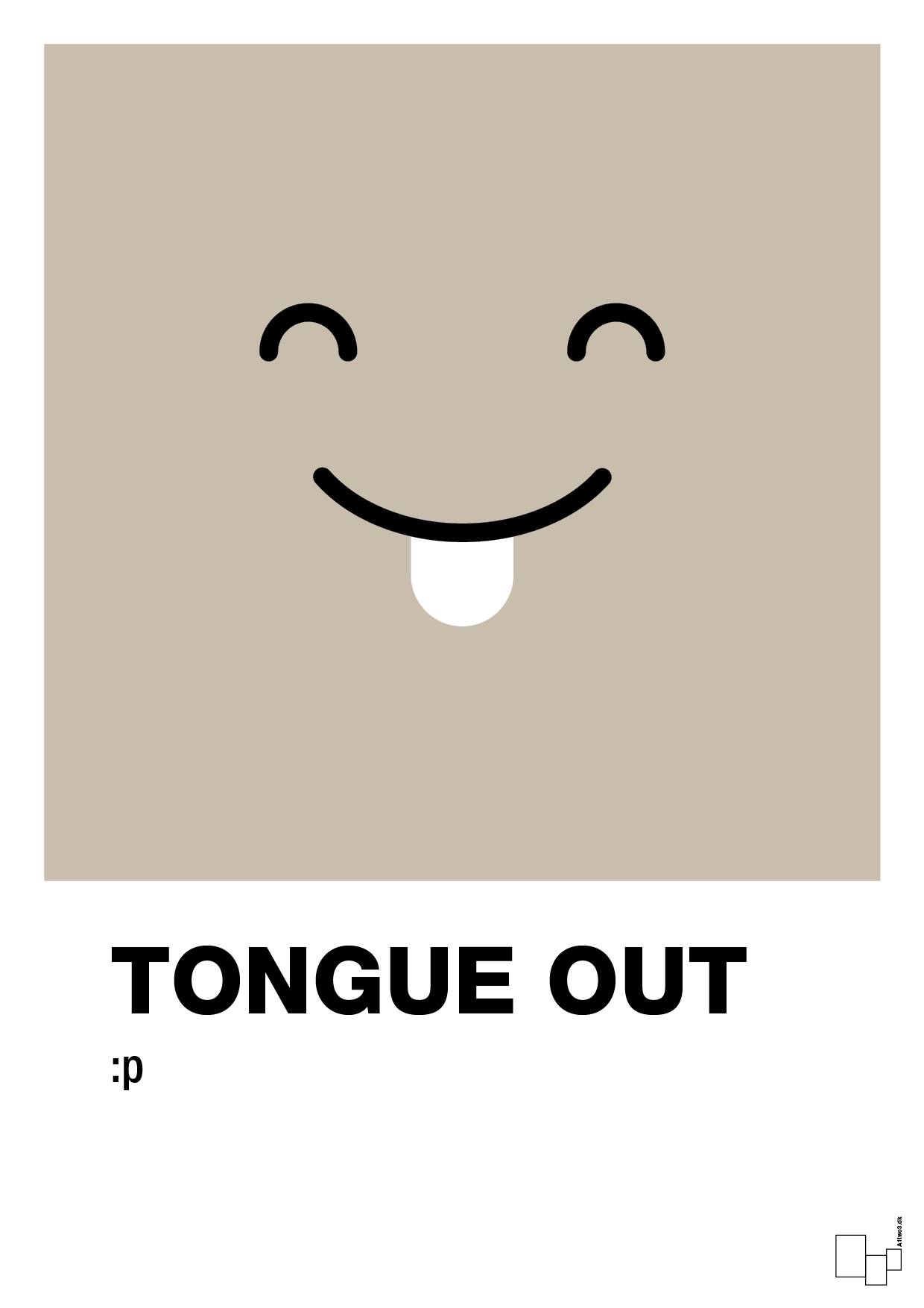 tongue out smiley - Plakat med Grafik i Creamy Mushroom