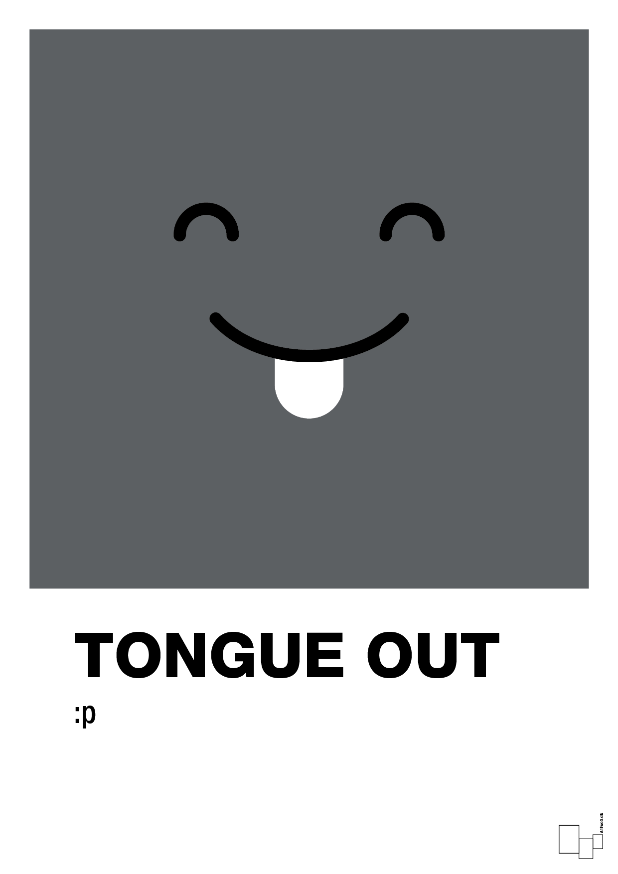tongue out smiley - Plakat med Grafik i Graphic Charcoal