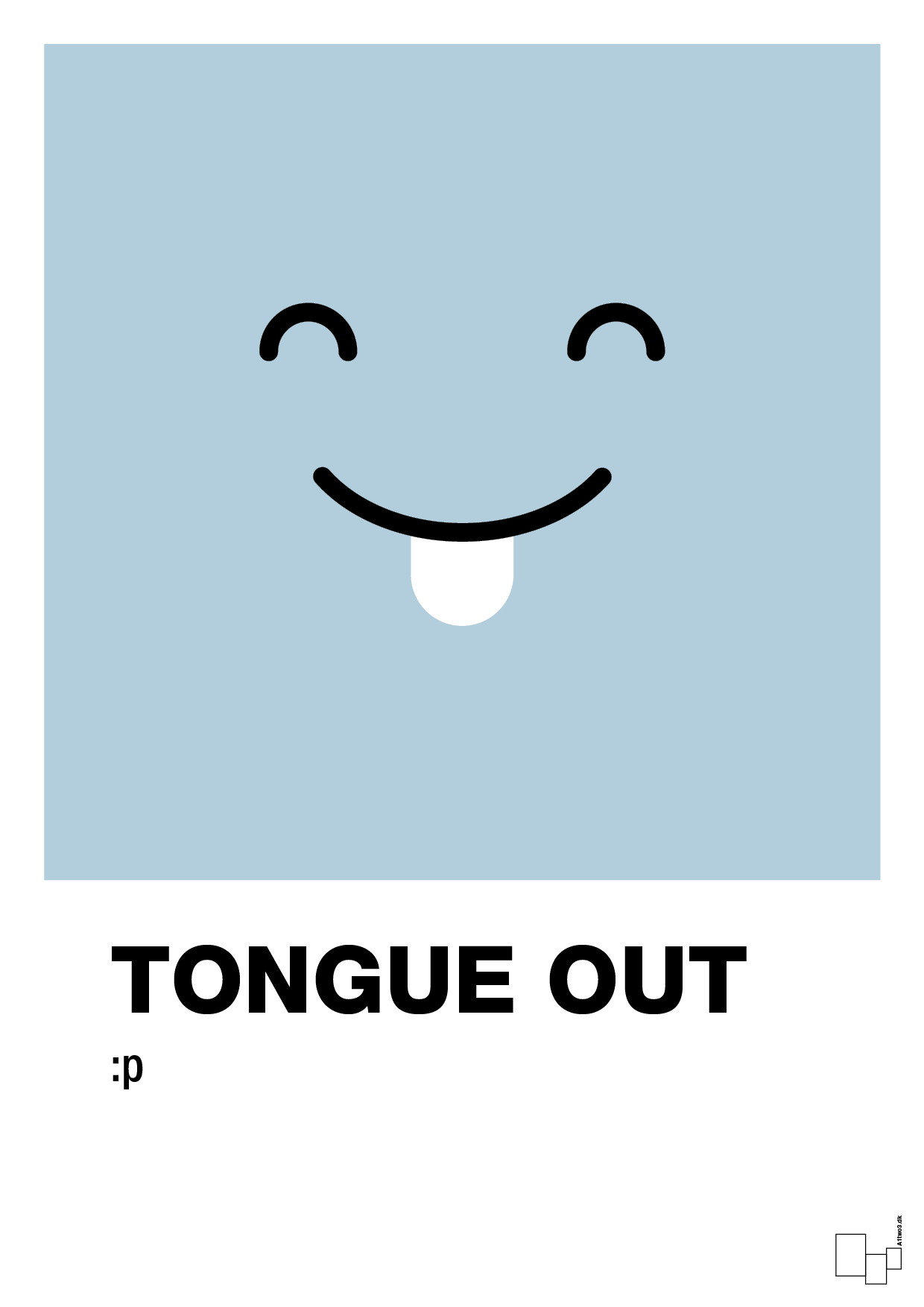 tongue out smiley - Plakat med Grafik i Heavenly Blue