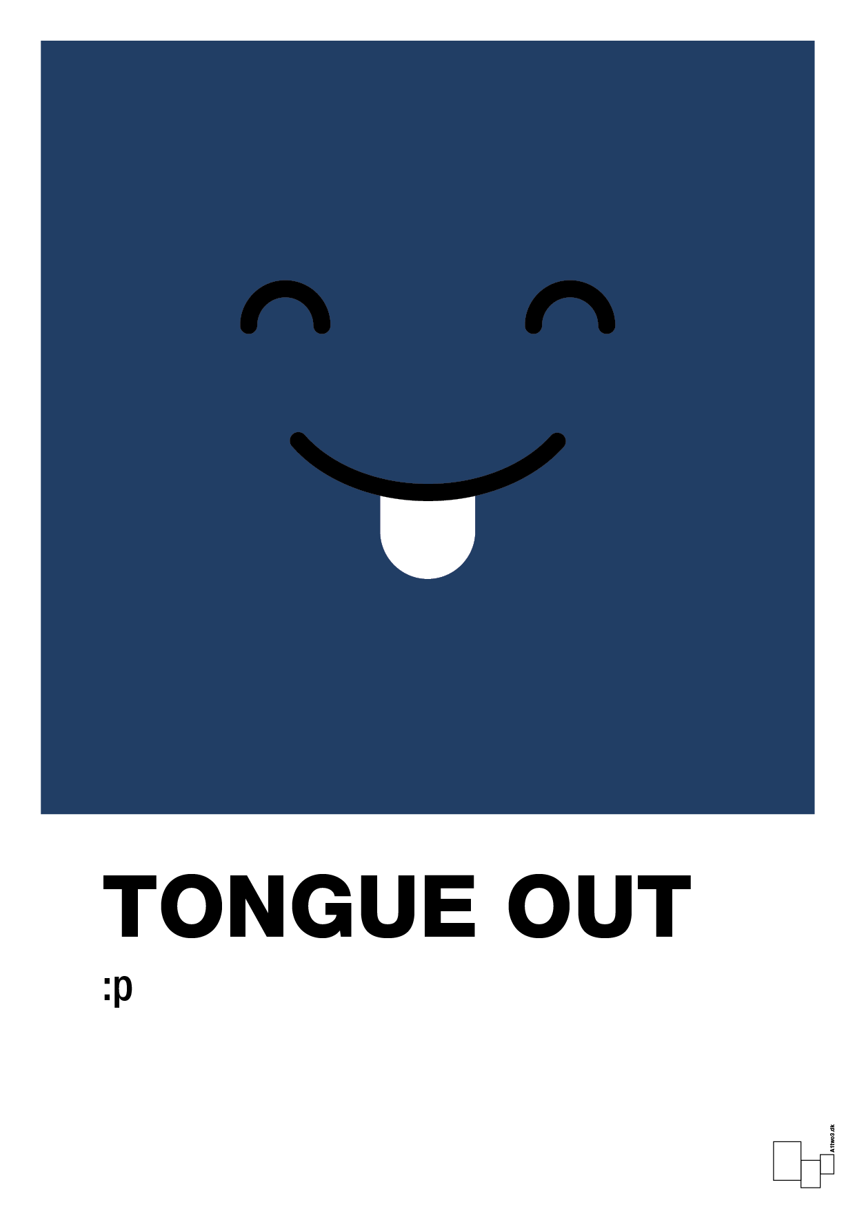 tongue out smiley - Plakat med Grafik i Lapis Blue