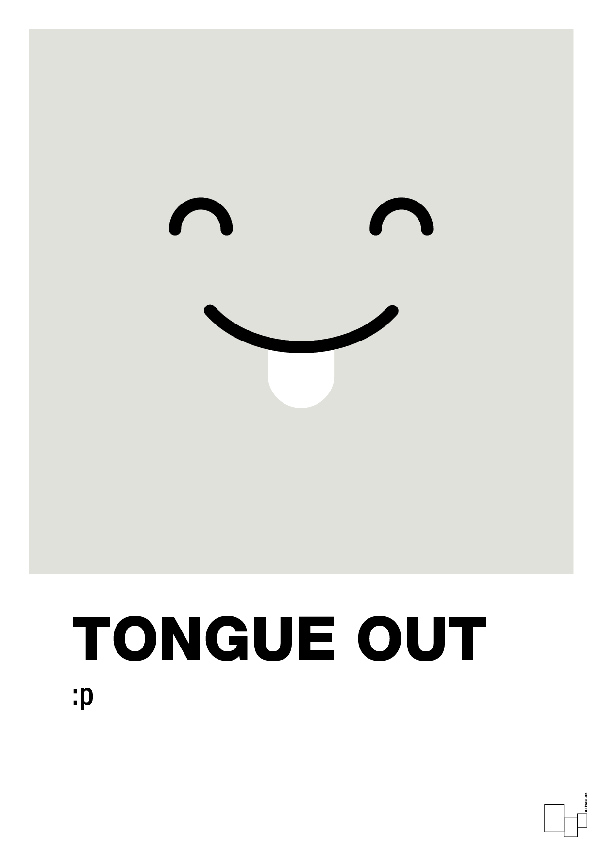 tongue out smiley - Plakat med Grafik i Painters White