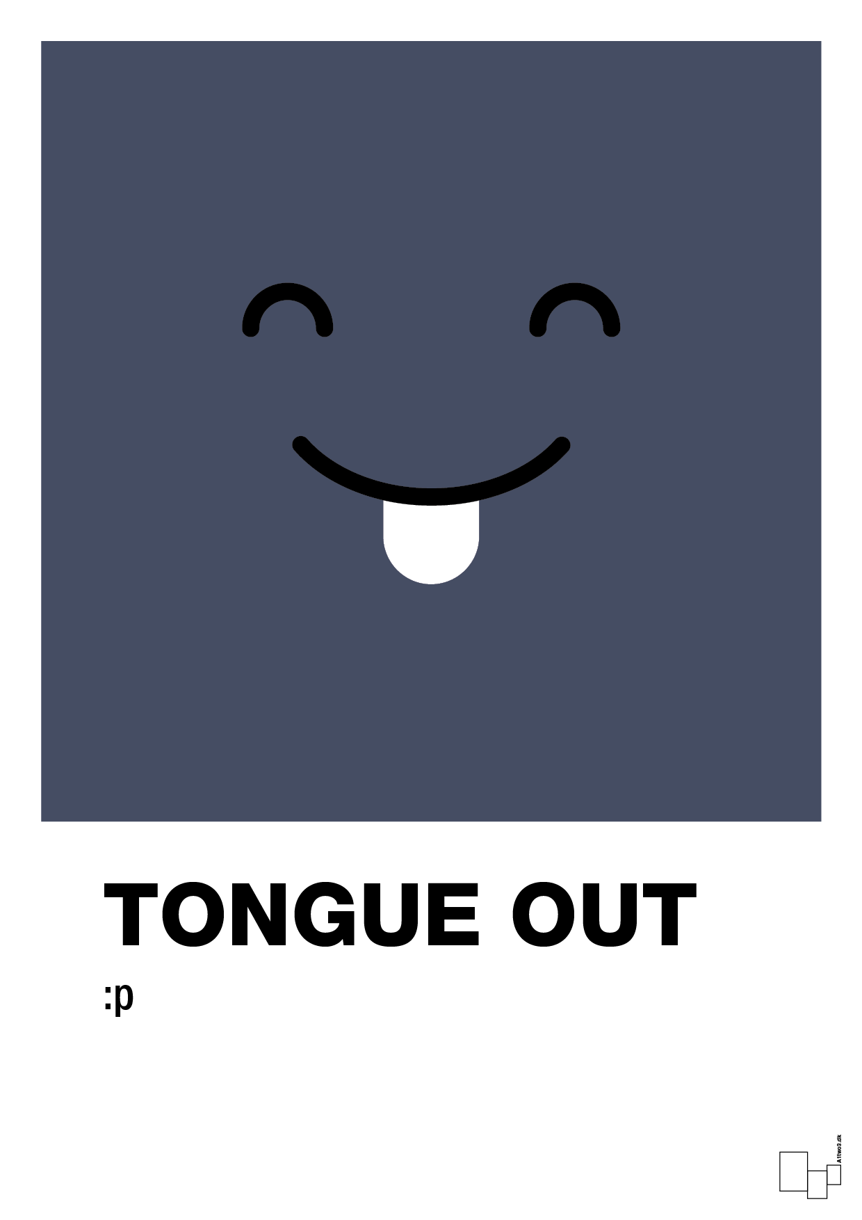 tongue out smiley - Plakat med Grafik i Petrol