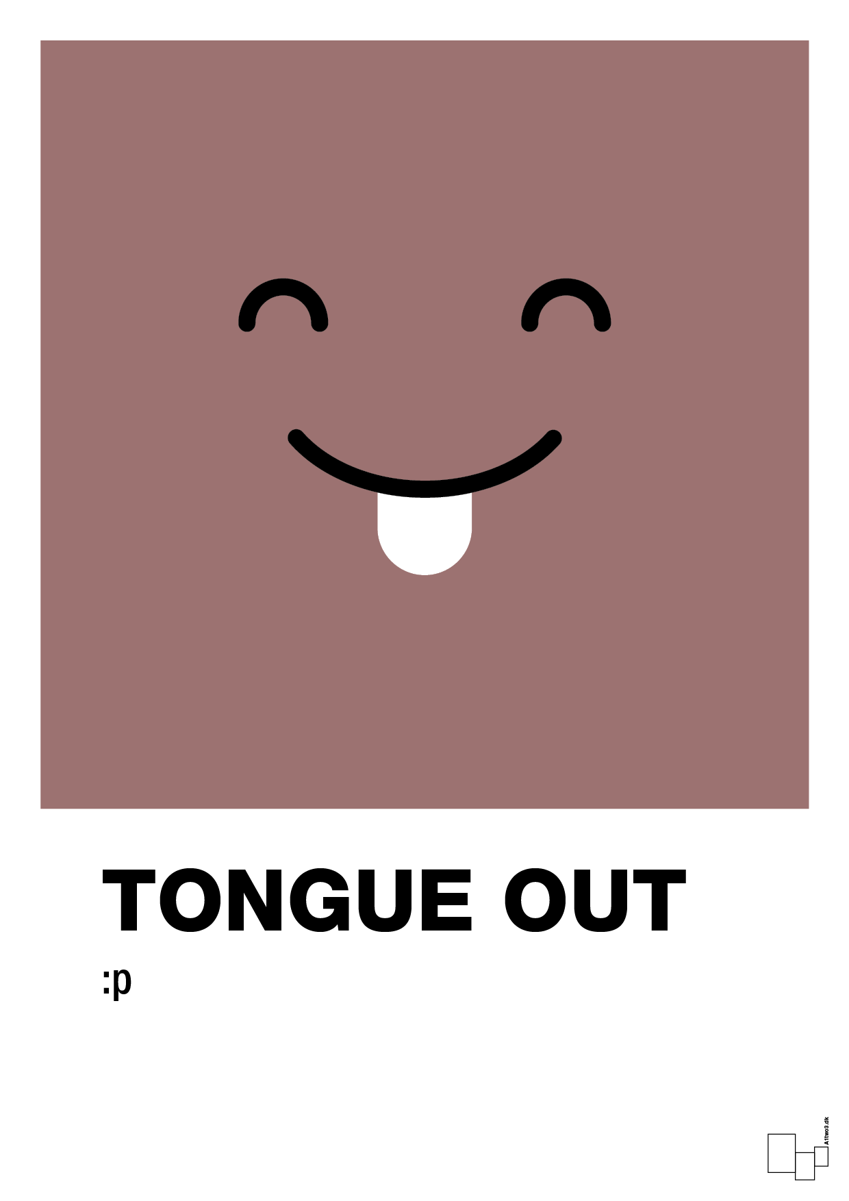 tongue out smiley - Plakat med Grafik i Plum