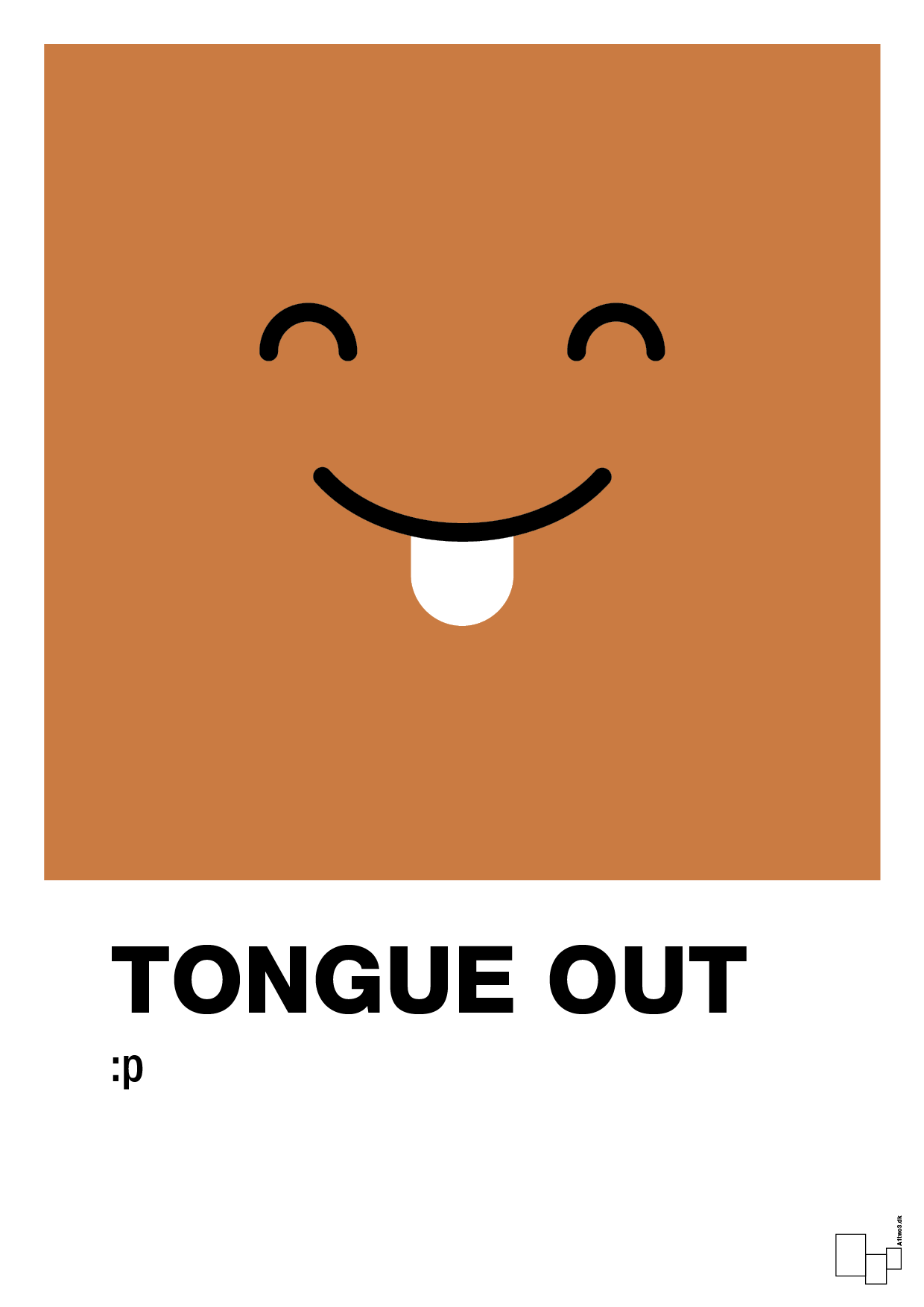 tongue out smiley - Plakat med Grafik i Rumba Orange