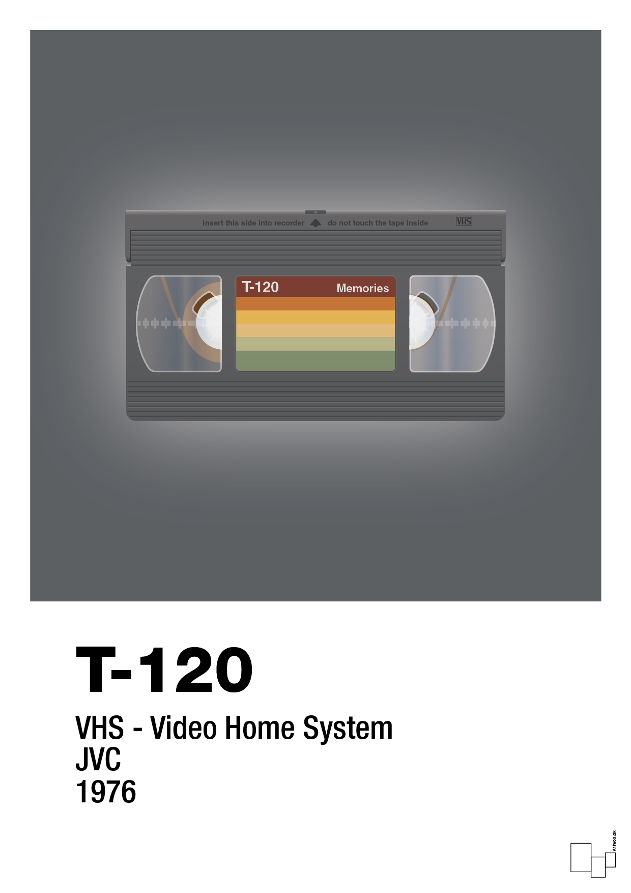 videobånd t-120 - Plakat med Grafik i Graphic Charcoal