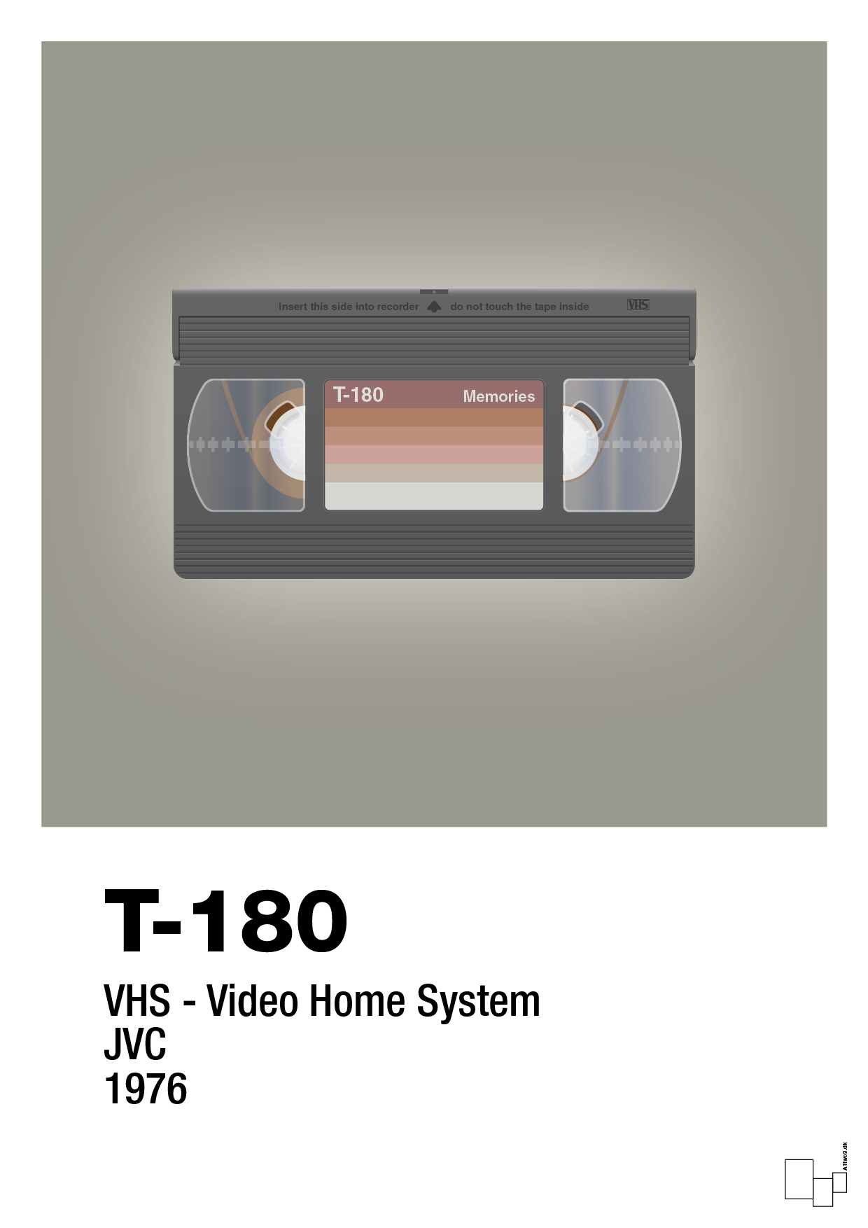 videobånd t-180 - Plakat med Grafik i Battleship Gray