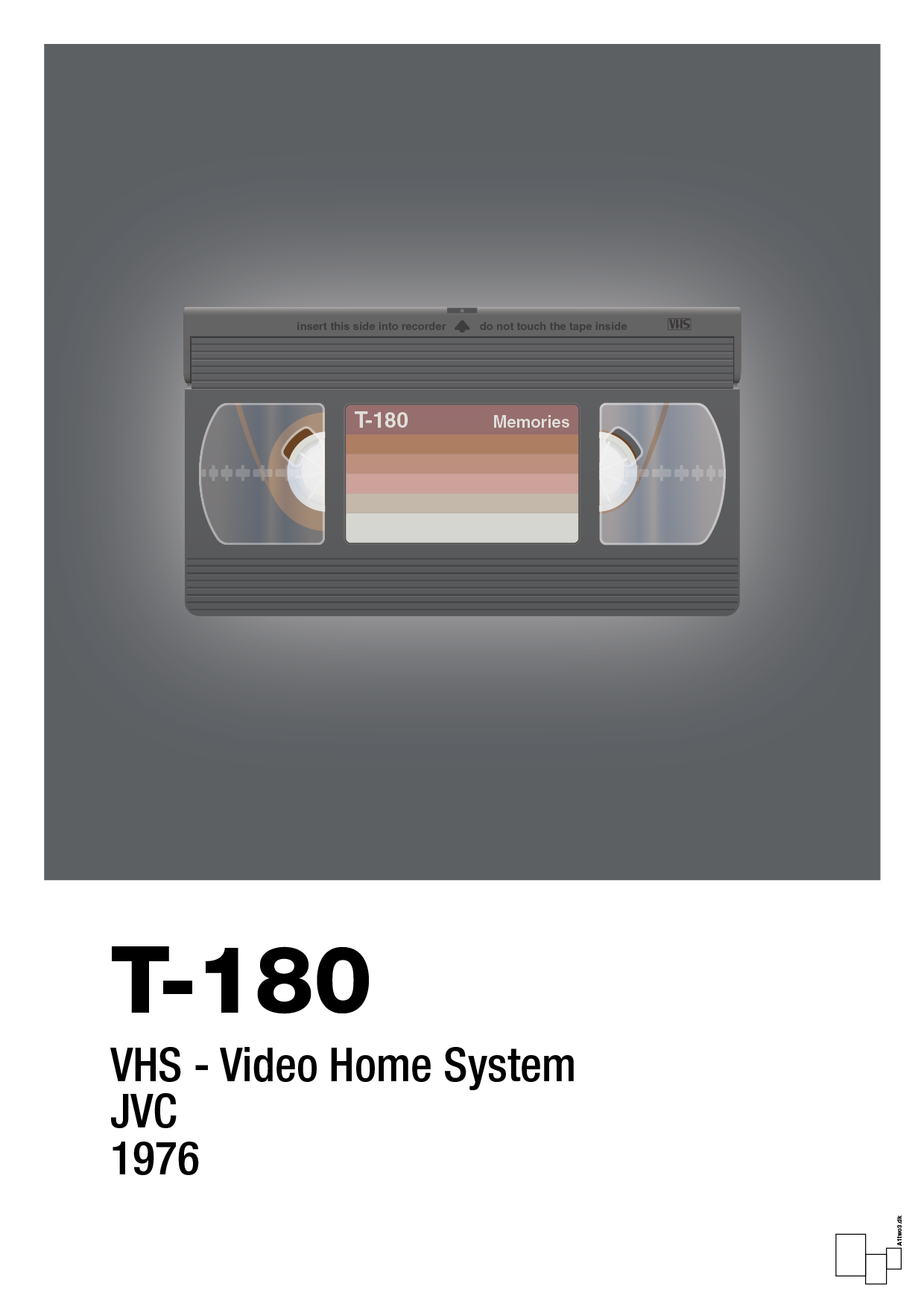 videobånd t-180 - Plakat med Grafik i Graphic Charcoal