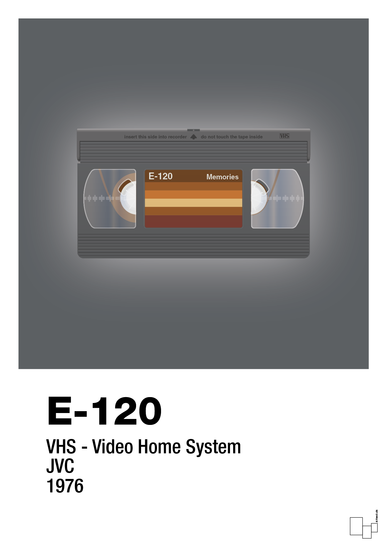 videobånd e-120 - Plakat med Grafik i Graphic Charcoal