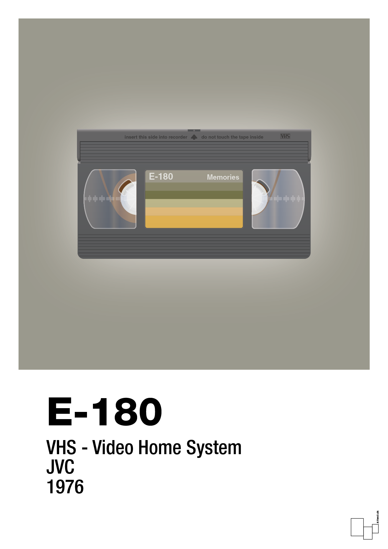 videobånd e-180 - Plakat med Grafik i Battleship Gray