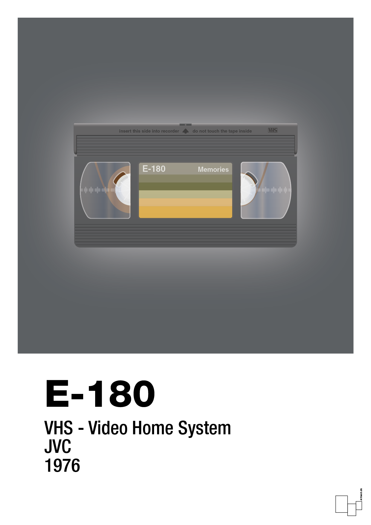 videobånd e-180 - Plakat med Grafik i Graphic Charcoal