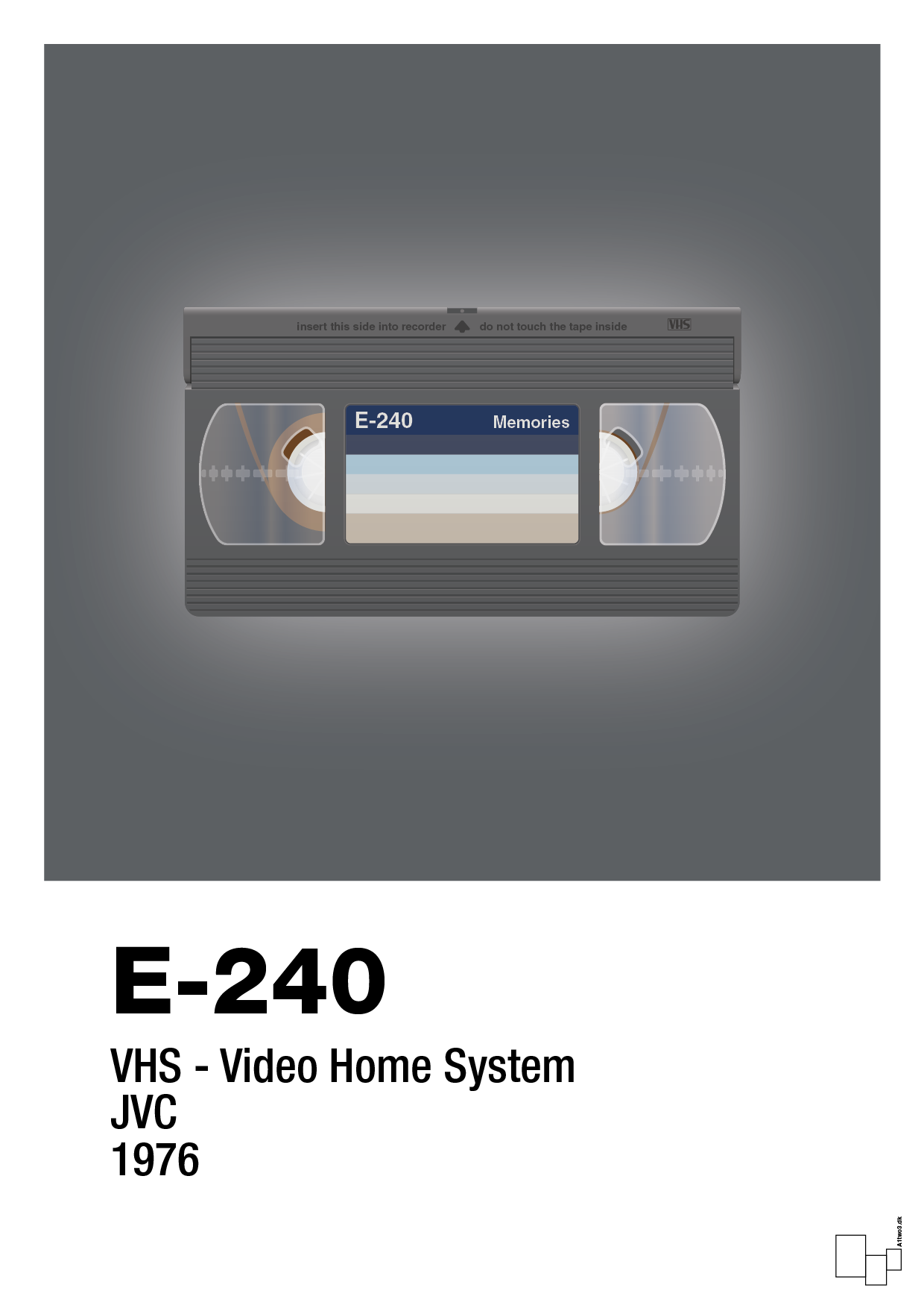 videobånd e-240 - Plakat med Grafik i Graphic Charcoal