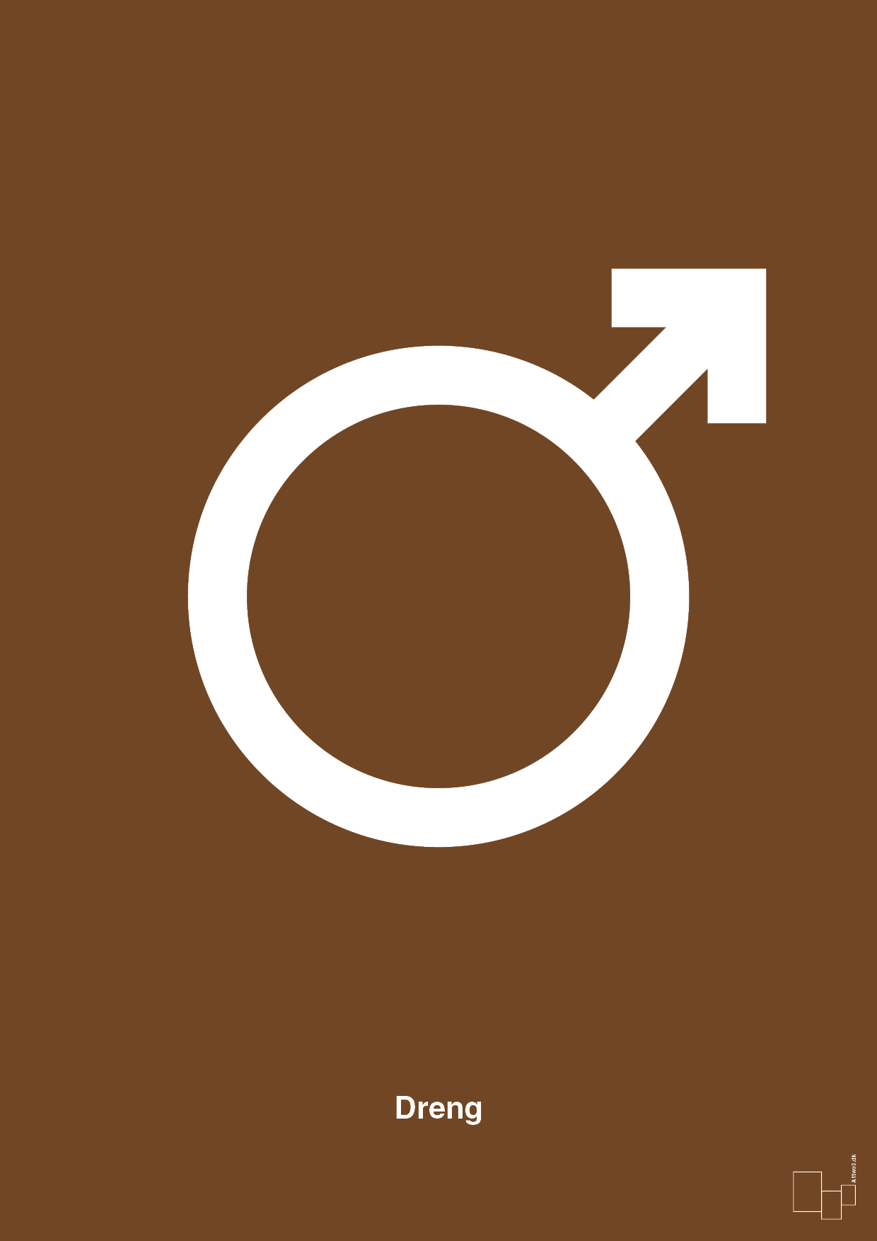 symbol for dreng - Plakat med Grafik i Dark Brown