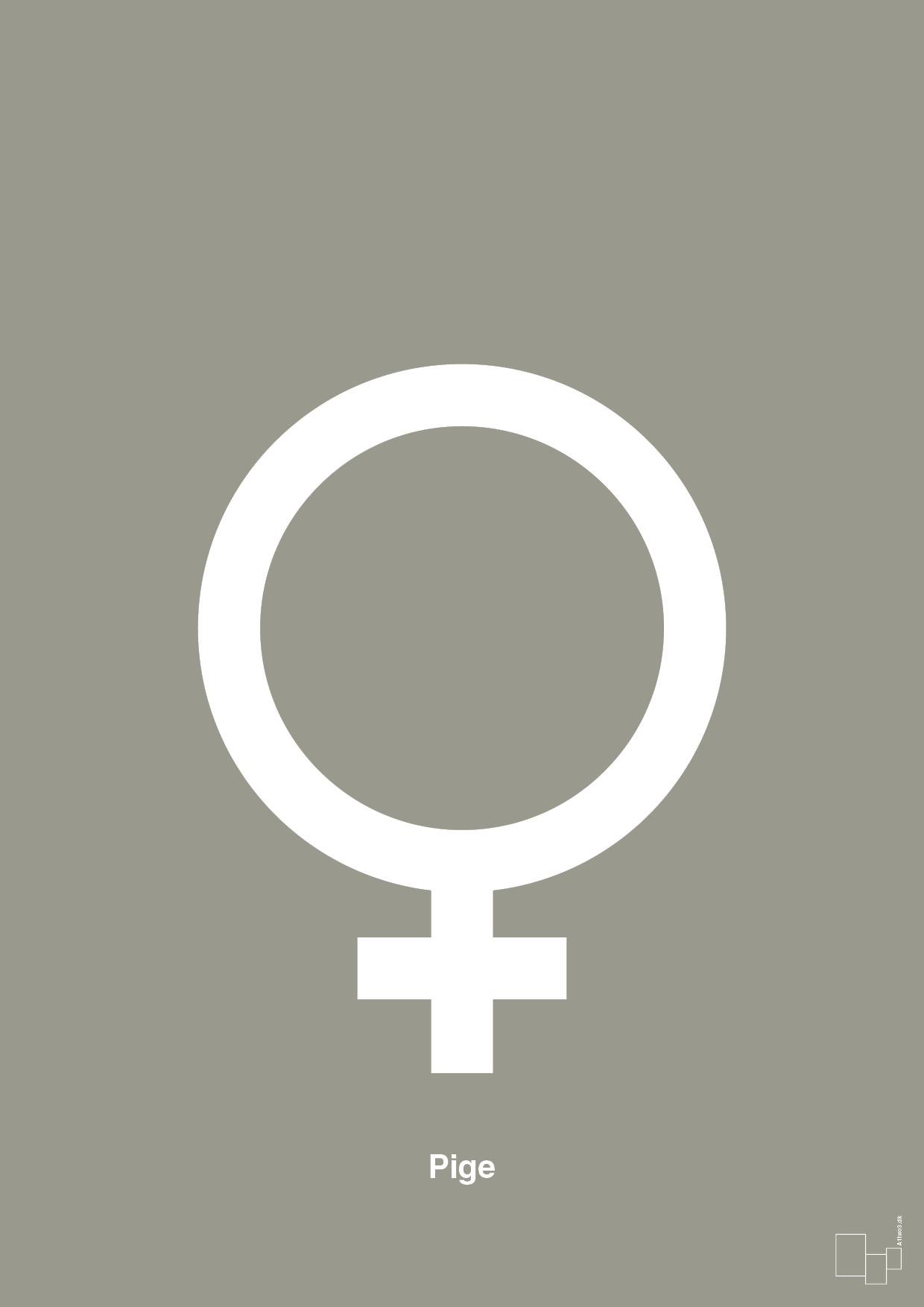 symbol for pige - Plakat med Grafik i Battleship Gray