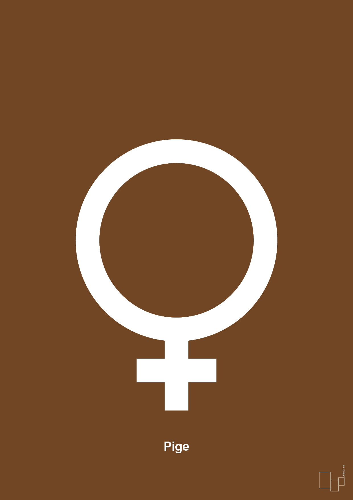 symbol for pige - Plakat med Grafik i Dark Brown