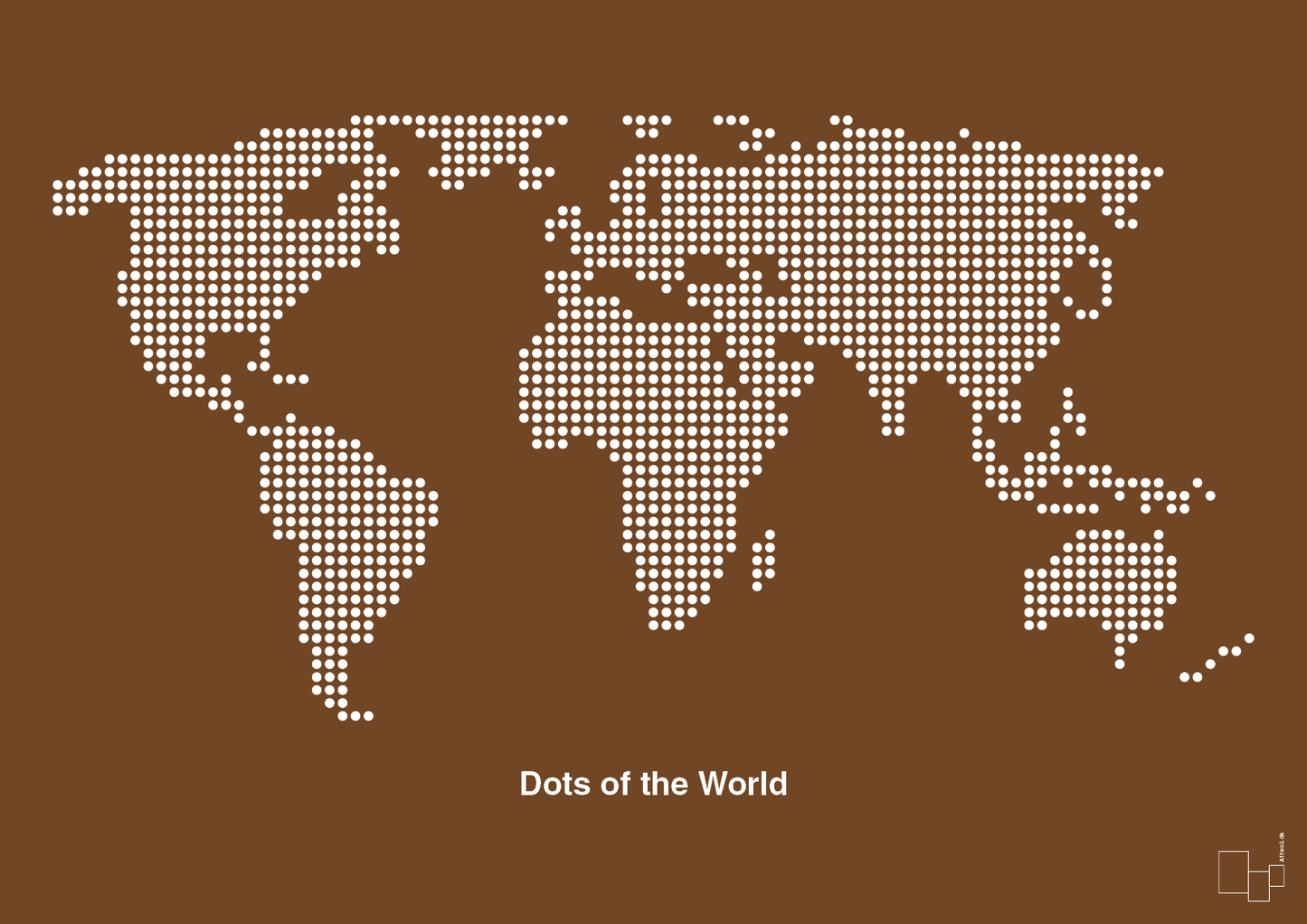 verdenskort - Plakat med Grafik i Dark Brown