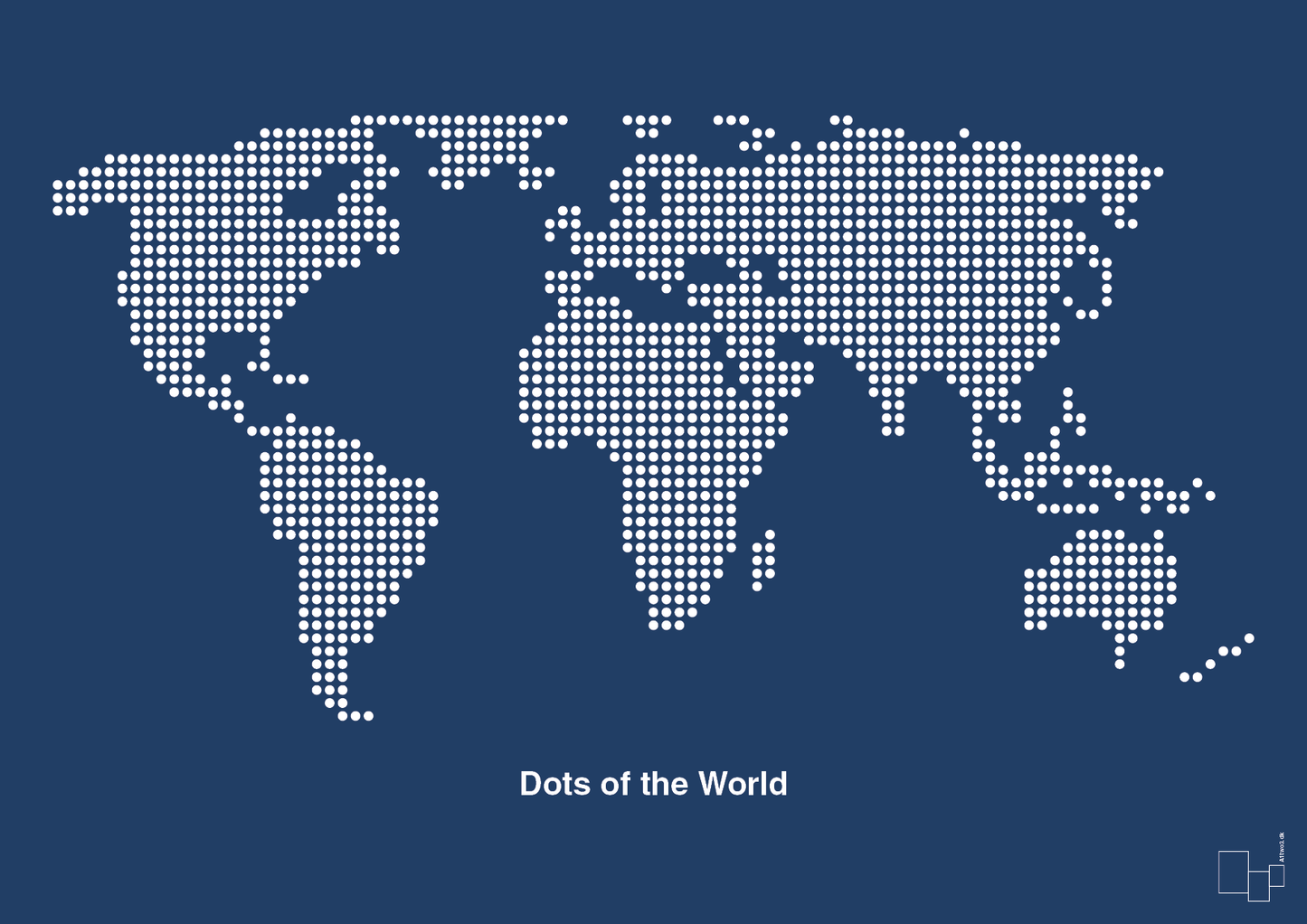 verdenskort - Plakat med Grafik i Lapis Blue