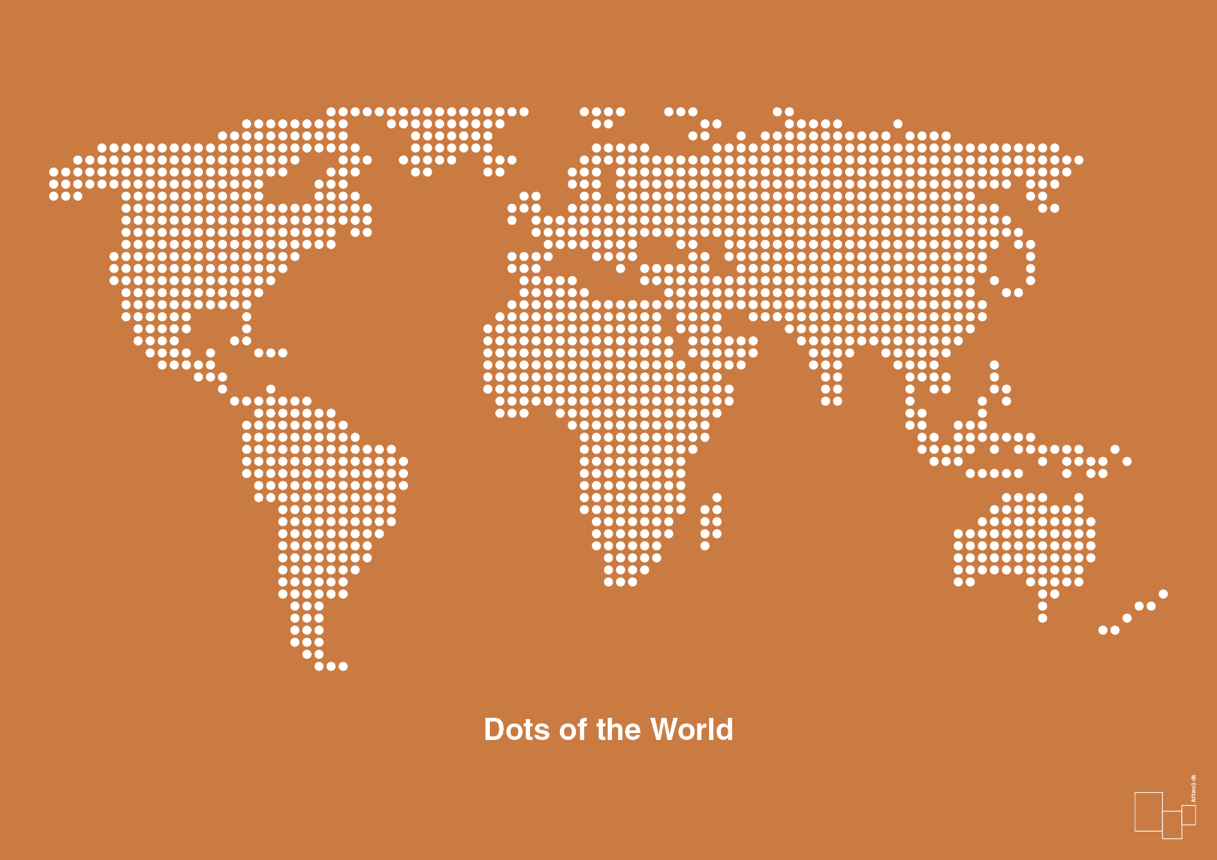 verdenskort - Plakat med Grafik i Rumba Orange
